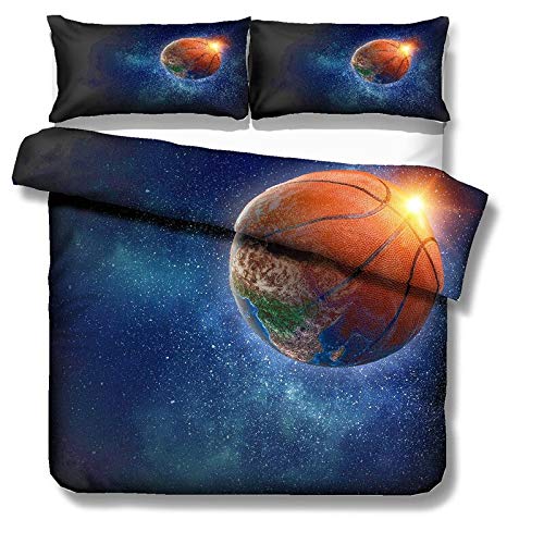 **Basketball Themed 3D Bedding Set for Kids - Full/King/Twin/Queen Size Duvet Cover with Pillowcases - Soft & Breathable Bed Linens for Boys & Girls - Perfect for Bedrooms, Dorms, and Sleepovers**