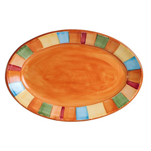 Colorful Striped Serape Oval Serving Platter - Perfect for Entertaining, Parties, and Holiday Gatherings