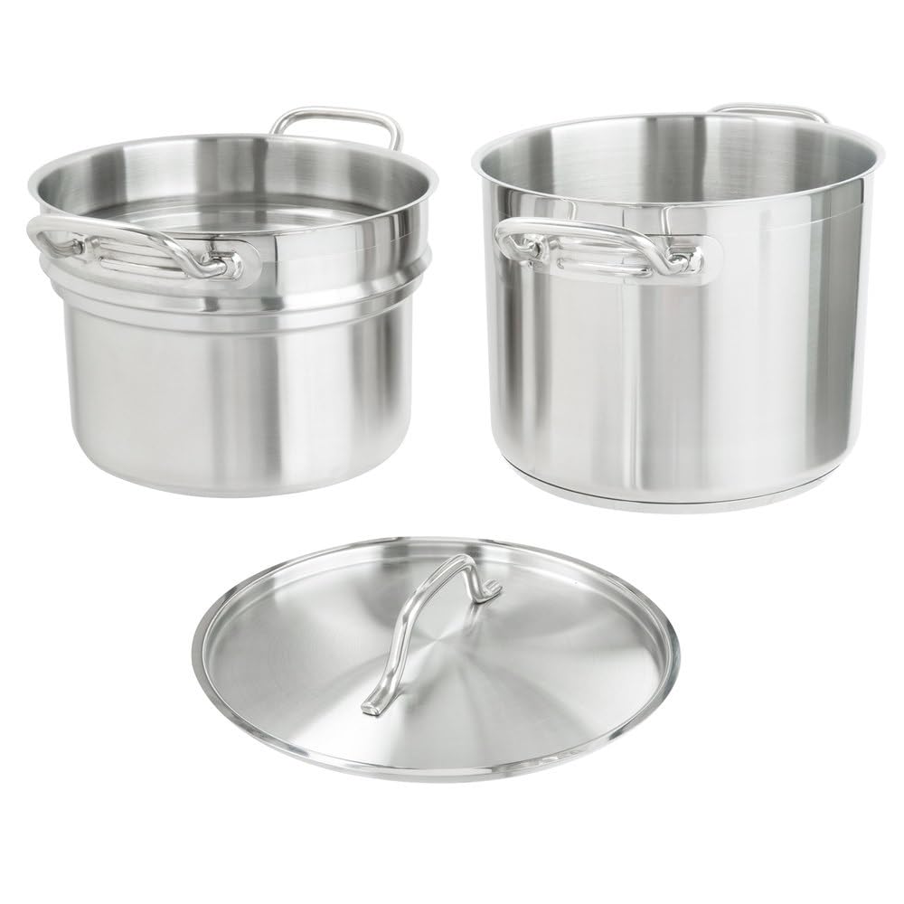 Soro Essentials 8 Quart Stainless Steel Double Boiler with Lid - Professional Melting Pot for Chocolate, Cheese, Butter & Caramel - Perfect for Fondue, Candy Making, Dessert Sauces in Home Kitchens & Restaurants - Ideal for Baking, Cooking & Entertaining