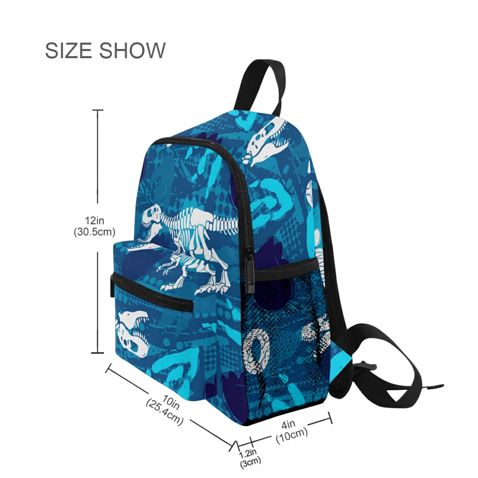 Dinosaur Kids Backpack for Boys - Cute Tyrannosaurus Bones & Footprints Design, Toddler School Bags for Preschool & Kindergarten with Adjustable Chest Strap - Perfect for Daycare, Travel & Outdoor Adventures