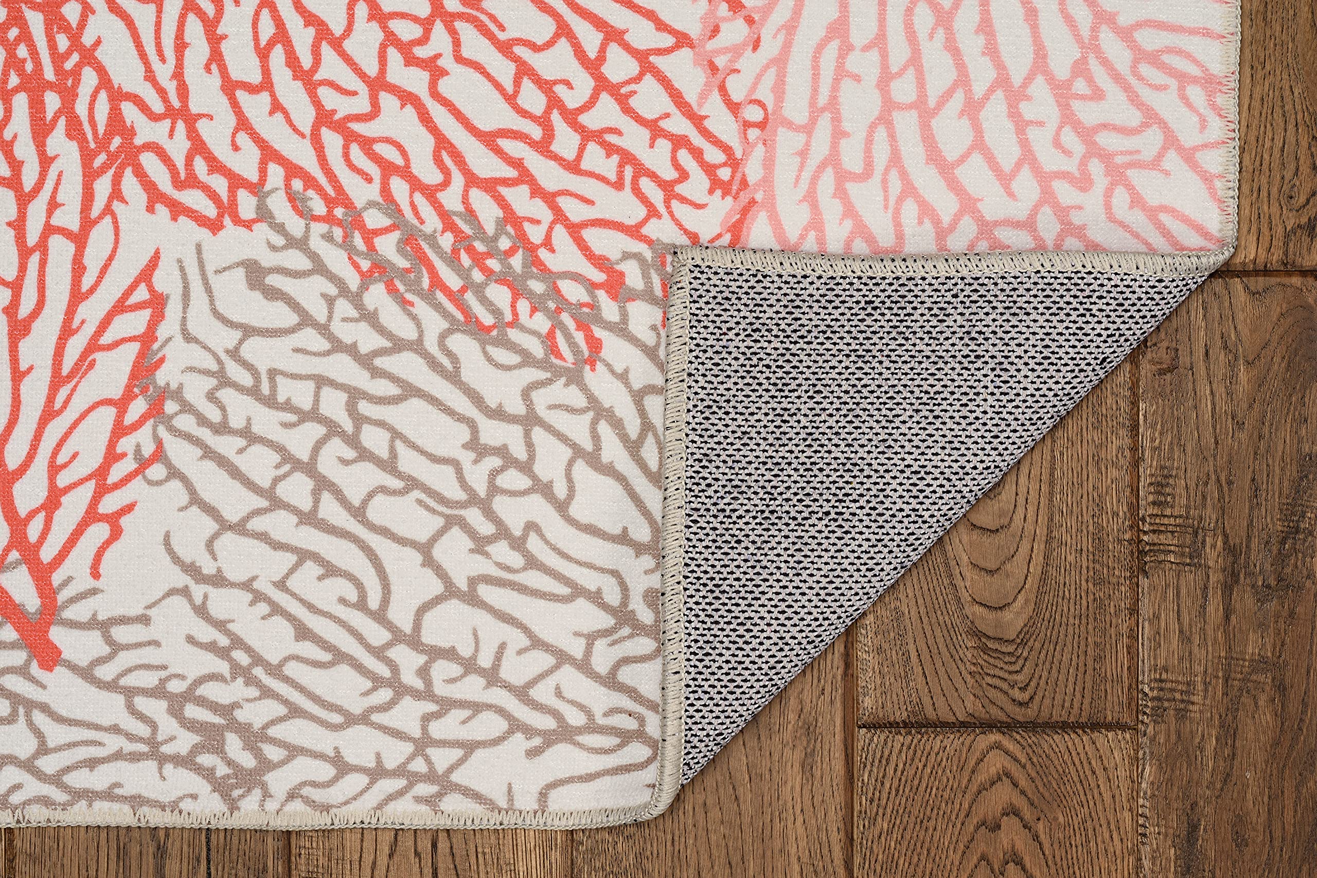Linon The Anywhere Washable Rug - Varley Ivory/Coral 5' X 7' Area Rug - Machine Washable, Stain Resistant - Perfect for Living Room, Bedroom, or Dorm Decor