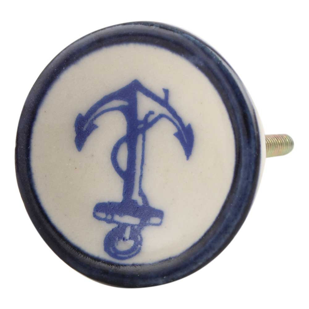 16-Piece Ceramic Blue Anchor Drawer Knobs - Elegant Kitchen Cabinet Hardware & Dresser Pulls for Home Decor - Perfect for Cabinets, Drawers, and Furniture Upgrades
