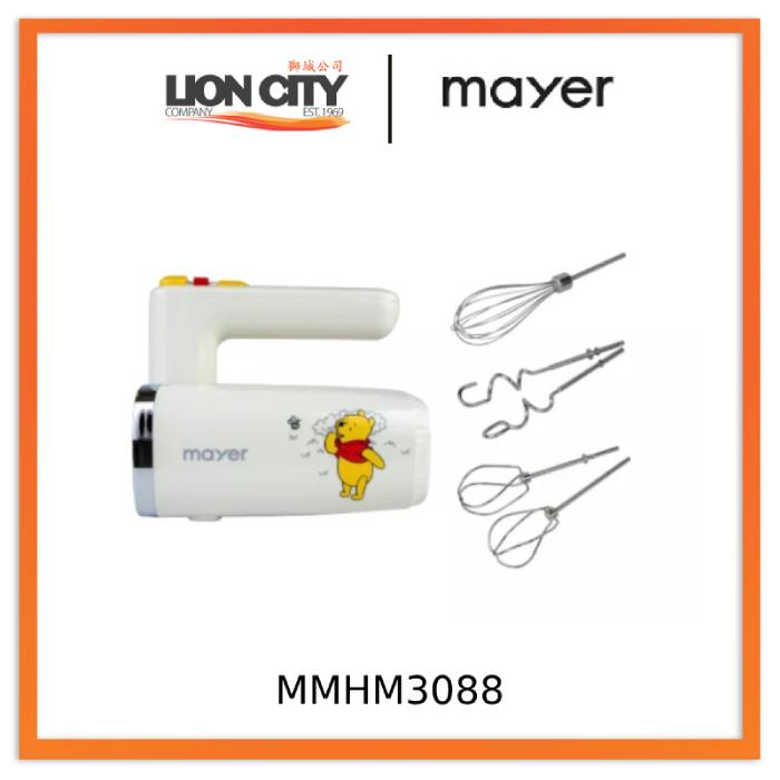 Disney X Mayer MMHM3088 PH Hand Mixer with Turbo DC Motor - Winnie The Pooh Themed Electric Mixer for Baking, Cooking & Whipping - Perfect for Home Kitchen, Birthday Gifts & Disney Fans