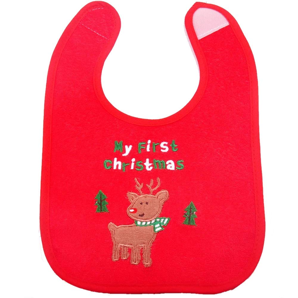 First Christmas Baby Bibs Set - 4 Pcs Red & Green Baby Bibs for Newborns & Toddlers - Perfect Christmas Gift for Babies - Ideal for Feeding, Drooling & Holiday Photos