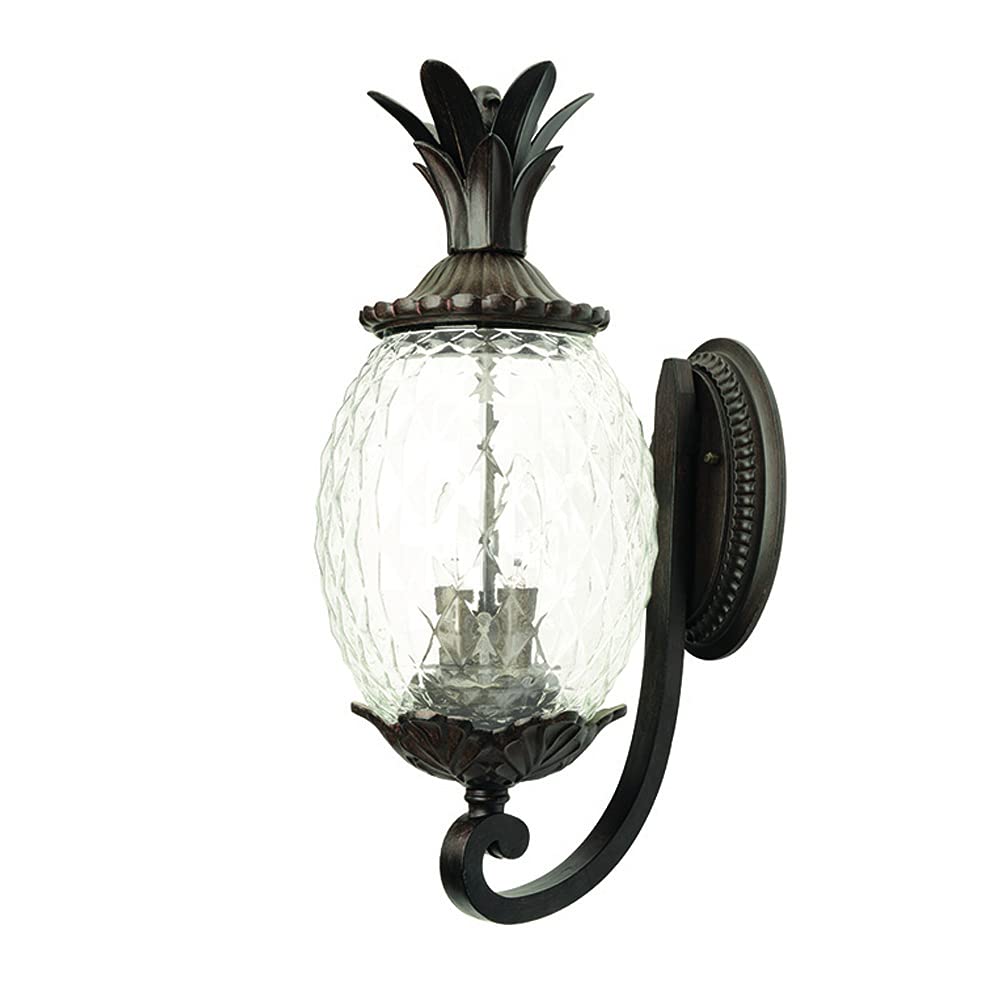 Acclaim Lighting 7511BC Lanai Collection Large Outdoor Wall Mounted Pineapple Dimmable Lantern - Durable Anti-Rust Cast Aluminum 3-Light Fixture in Black Coral - Perfect for Porch, Patio, Garden & Entryway Lighting