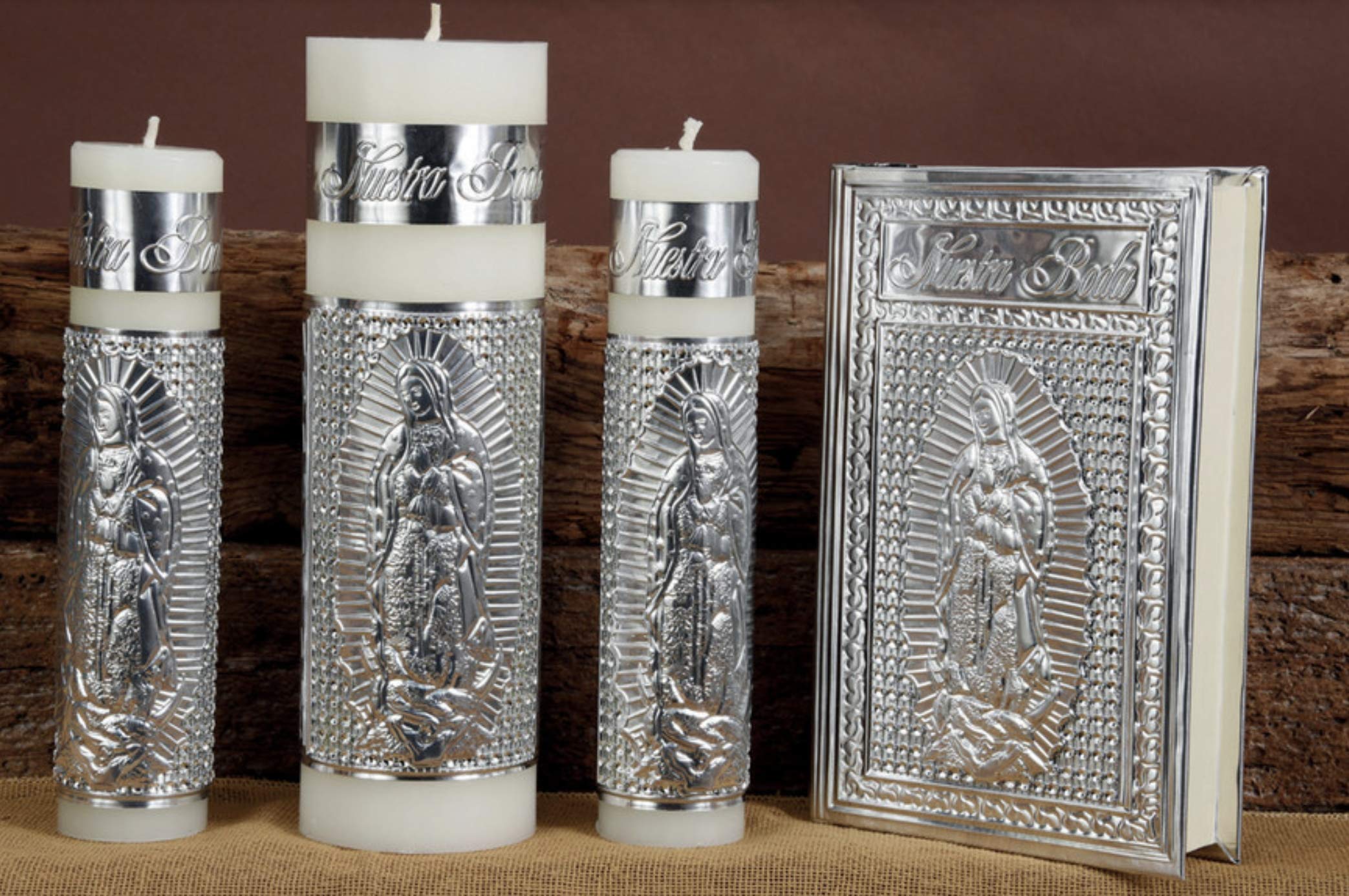 Alexa's Couture 3-Piece Wedding Unity Candle Set - Gold Bible & Candle Set for Christian Ceremonies | Perfect for Wedding Vows, Anniversaries & Romantic Celebrations