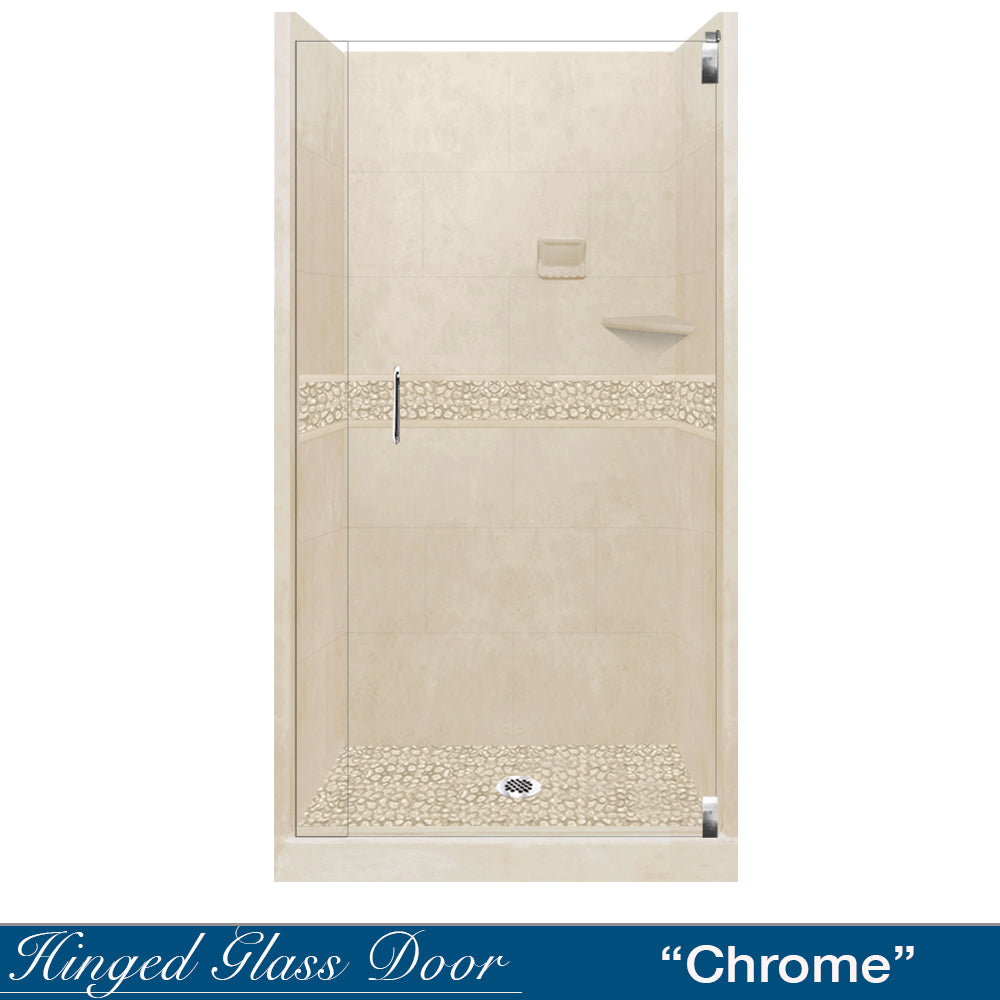 Alcove Desert Sand Sistine Stone & Pebble Stone Shower Wall Accent Kit - DIY Shower Remodel for Bathroom Renovation, Perfect for Spa-Like Shower Experience and Home Improvement Projects