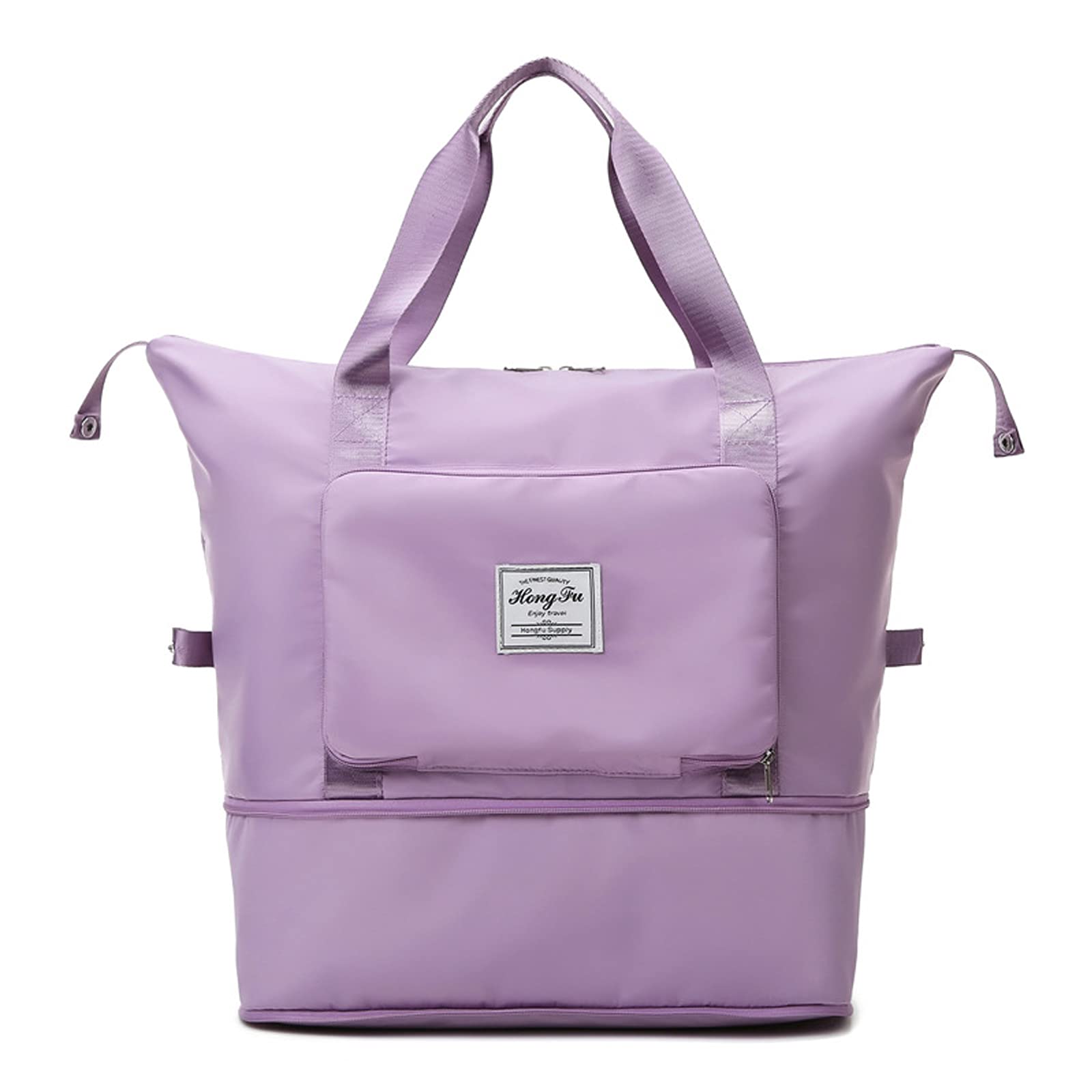 Large Capacity Foldable Travel Duffel Bag - Lightweight Waterproof Carry-On Luggage with Dry & Wet Separation - Perfect for Gym, Sports, Weekend Trips & Air Travel (Purple)