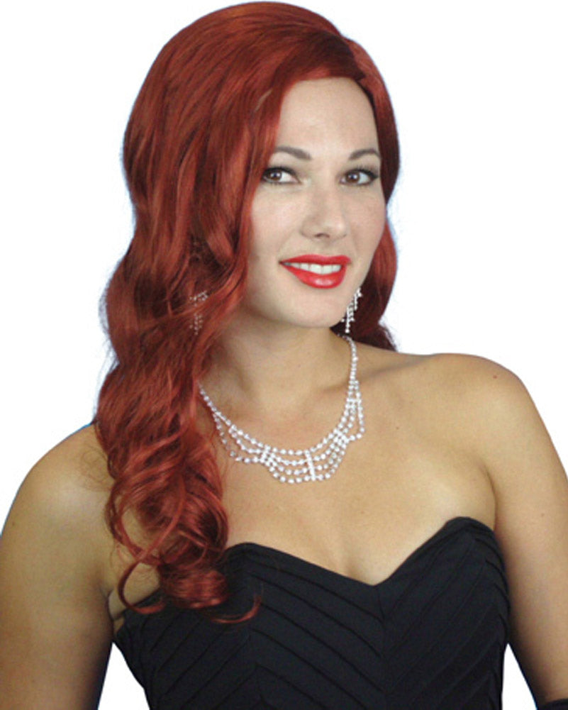 40s Rita Glamour Long Auburn Wig - Vintage Style Synthetic Hairpiece for Cosplay, Halloween & Costume Parties | Perfect for 1940s Retro Looks, Themed Events & Fashion Photography