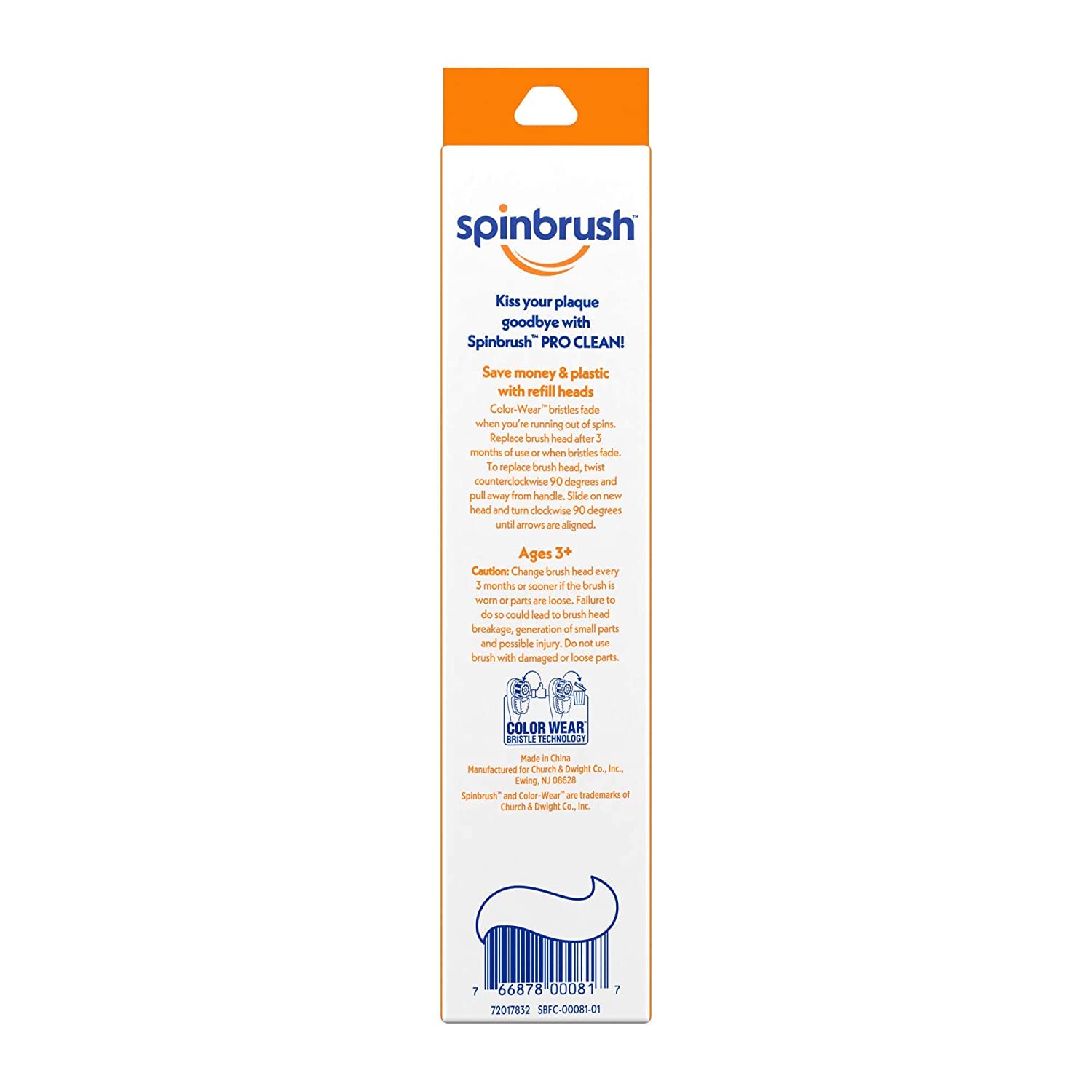 ARM & HAMMER Spinbrush Pro-Clean Replacement Brush Heads for Electric Toothbrush - Medium Bristles, 2-Pack (10 Count) - Perfect for Oral Hygiene & Travel Use