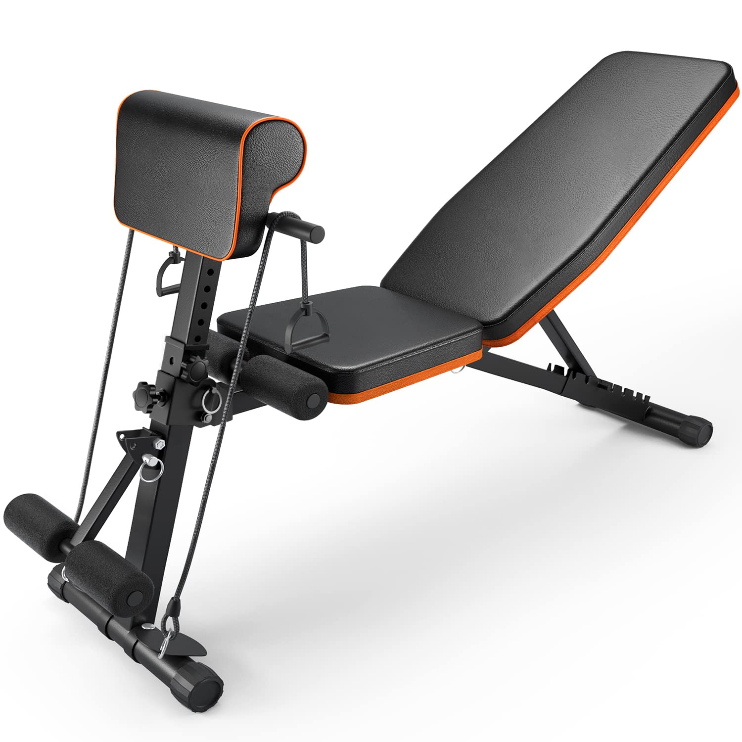 PERLECARE Adjustable Weight Bench for Full Body Workout - 772lbs Capacity Foldable Flat/Incline/Decline Exercise Bench with Resistance Bands | Perfect for Home Gym Strength Training & Cardio Workouts