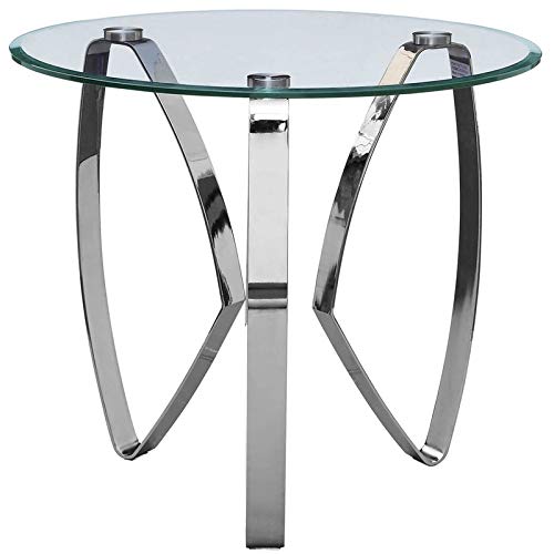 Pemberly Row Silver Metal Tripod End Table - Stylish Side Table for Living Room, Bedroom, or Office Decor