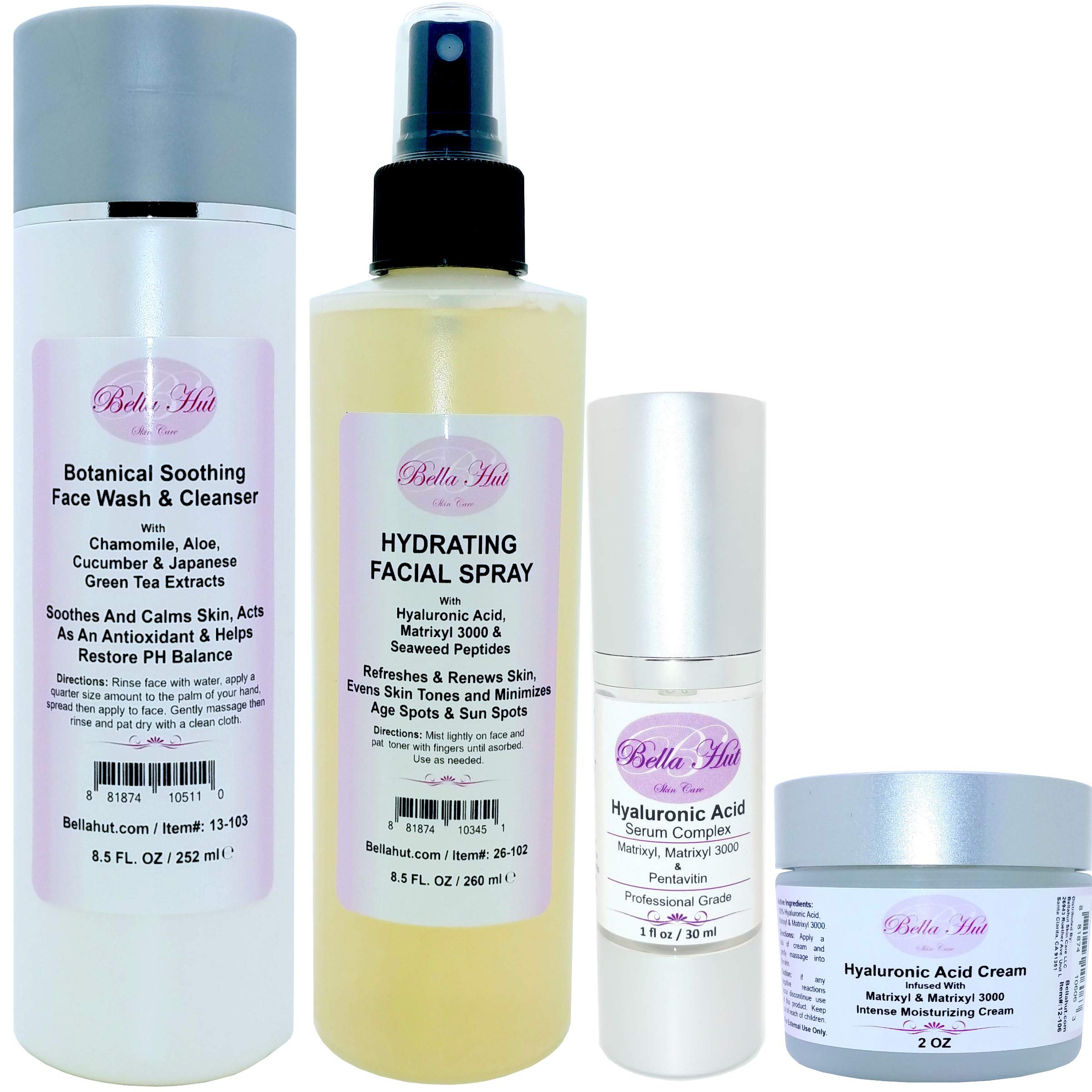 Bellahut Intense Hydration Skincare Set - Face Wash, Toner, Serum & Moisturizer for Dry Skin | Daily Hydrating Routine for Glowing Complexion | Perfect for Morning & Night Skincare Regimen