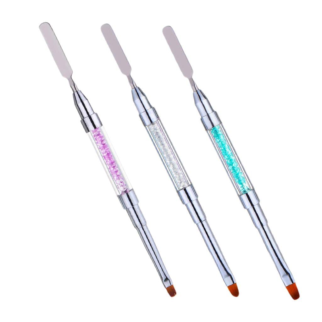 VMS INDIA Dual-Ended Poly Gel Nail Brush for Acrylic & UV Gel Nail Extensions - Professional Blue Nail Art Builder Brush for Salon & Home Manicure (Perfect for Nail Art, Sculpting & Extension Building)