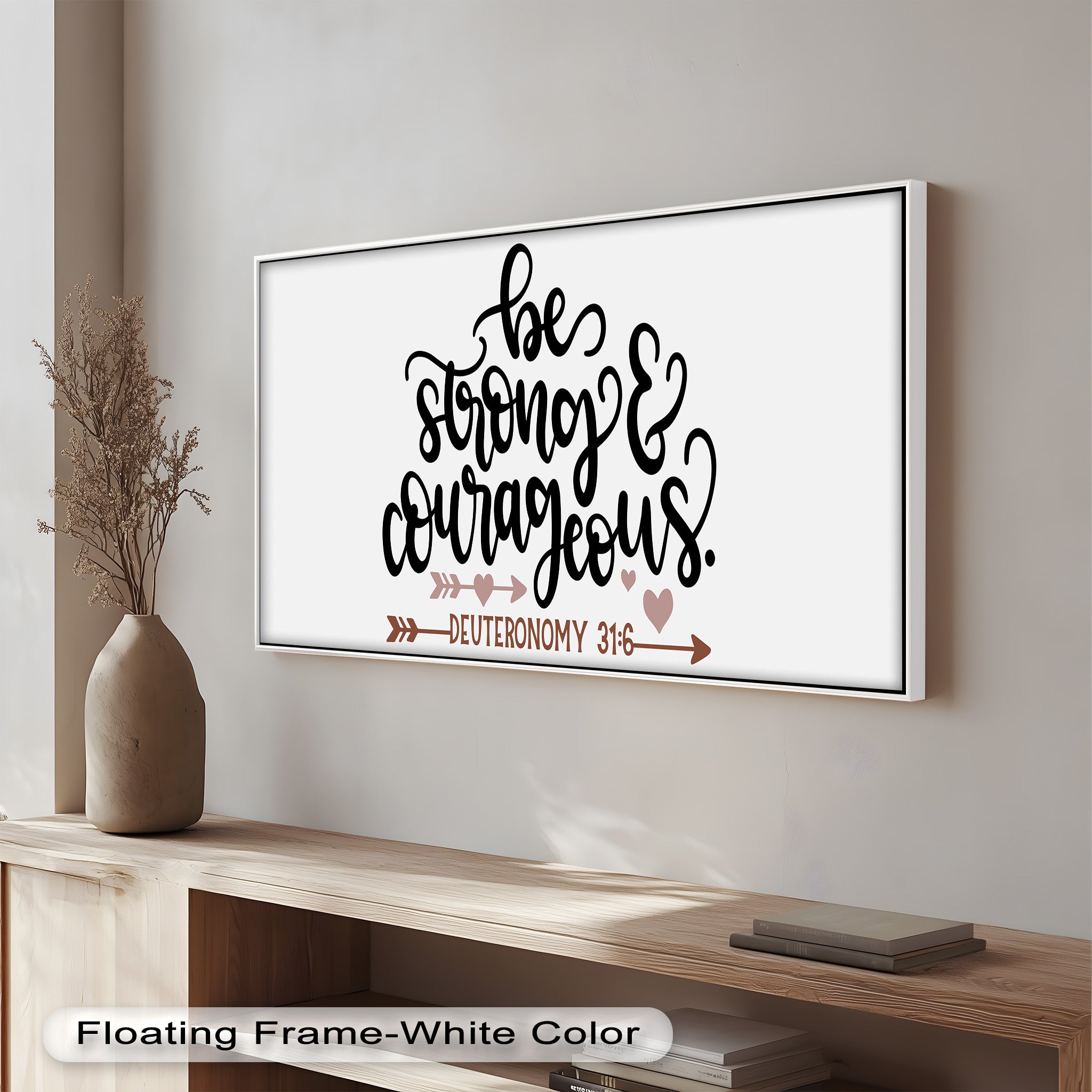 Be Strong & Courageous - Deuteronomy 31:6 Bible Verse Oil Painting - Inspirational Christian Wall Art for Home, Church & Office Decor