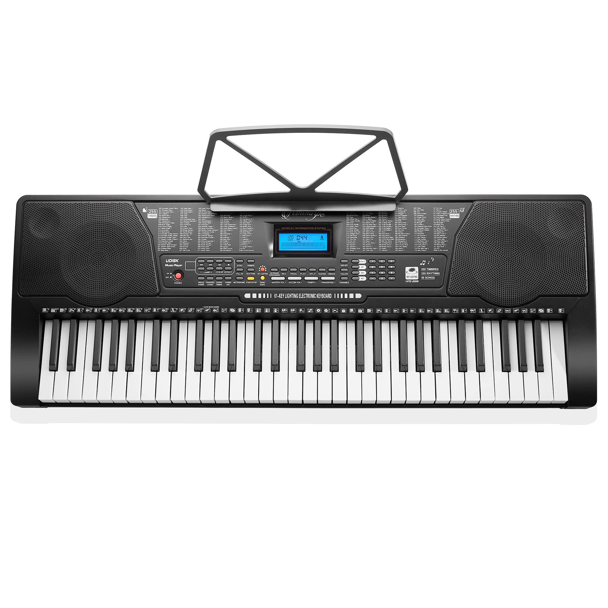 Ashthorpe 61-Key Digital Piano with Light-Up Keys - Full Beginner Keyboard Kit with Stand, Stool, Headphones & Microphone - Perfect for Home Learning, Music Practice & Gift Giving