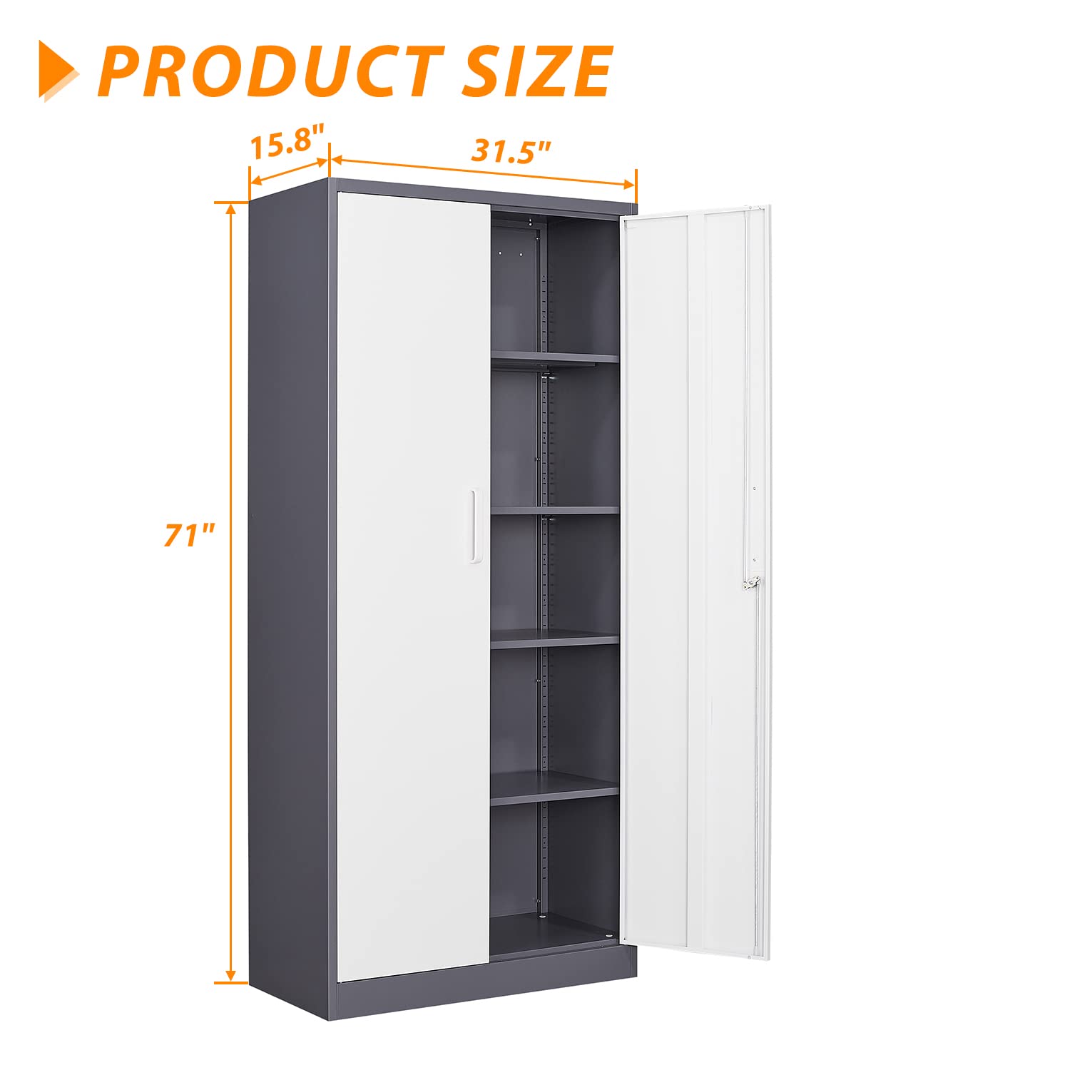 Heavy-Duty Metal Storage Cabinet with Lock - 71