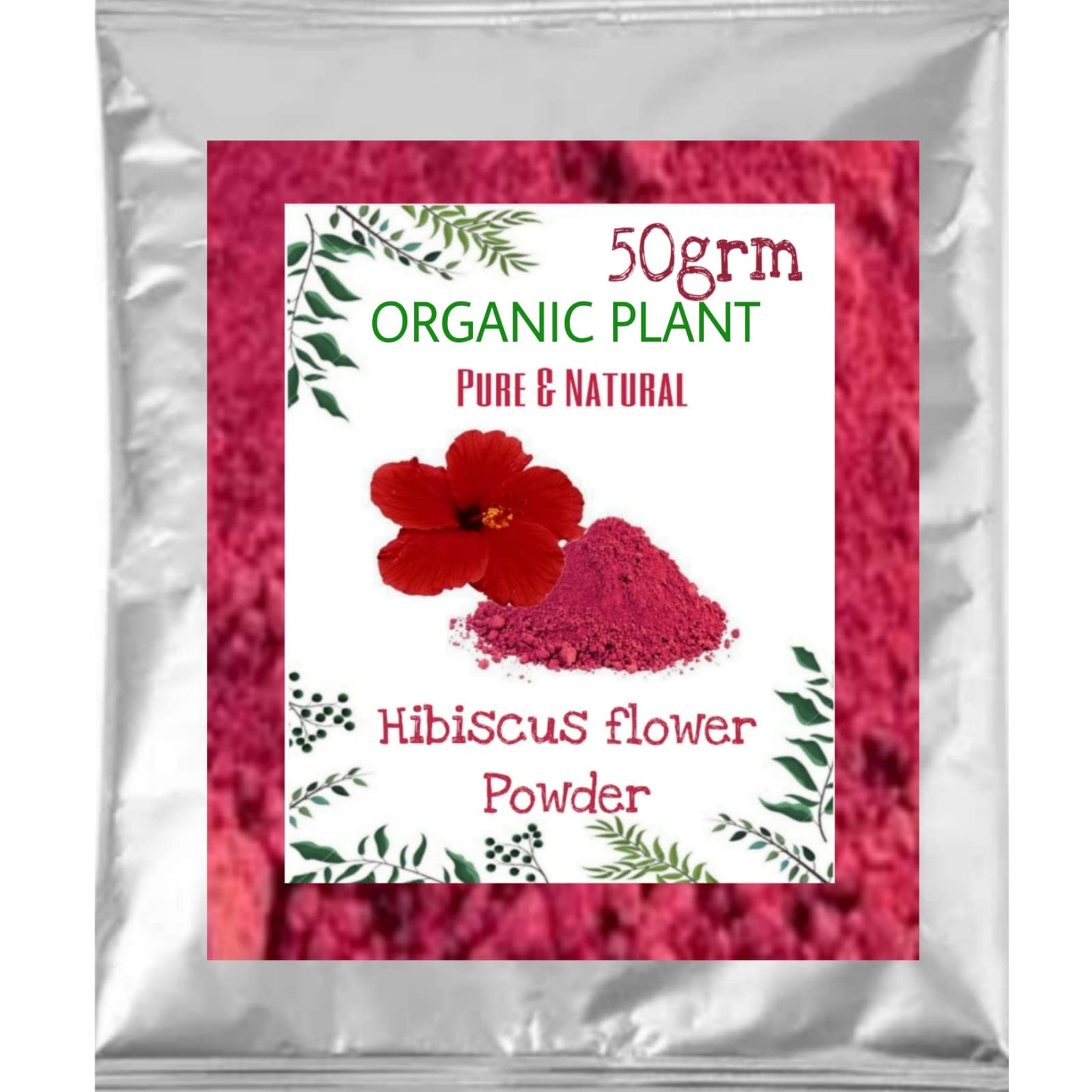 Organic Hibiscus Powder for Hair Growth & Skin Care - Exfoliates Dead Skin Cells, Prevents Premature Graying - 50g | Natural Hair Mask & Facial Scrub for Healthy Hair & Glowing Skin