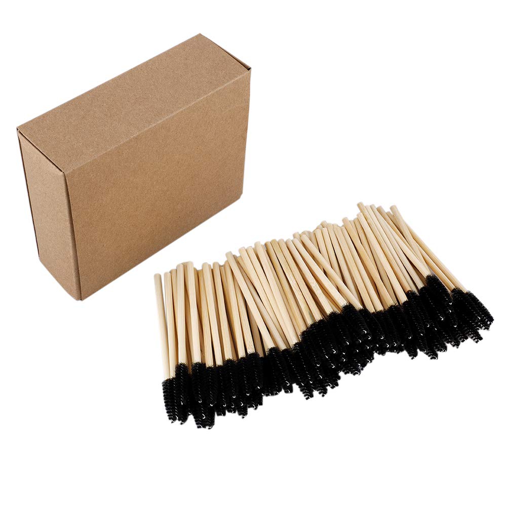 LIDEBLUE 100pcs Disposable Mascara Wands with Wooden Handle - Eyelash Extension Brushes, Spoolies for Professional Makeup Artists & DIY Beauty - Perfect for Salon, Home Use & Travel