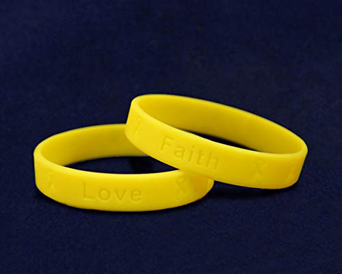 50 Pack Yellow Spina Bifida Awareness Bracelets - Silicone Ribbon Wristbands for Adults & Kids - Support Spina Bifida Awareness Month, Fundraisers & Charity Events
