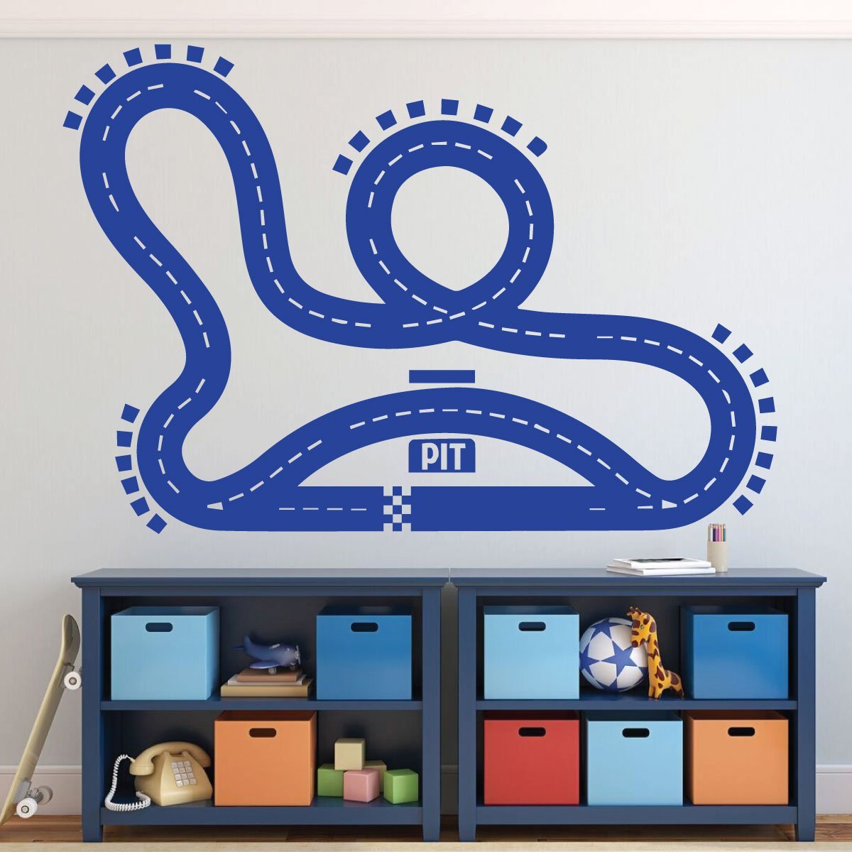 Race Track Wall Decal for Kids Room - Playroom & Nursery Decor for Boys