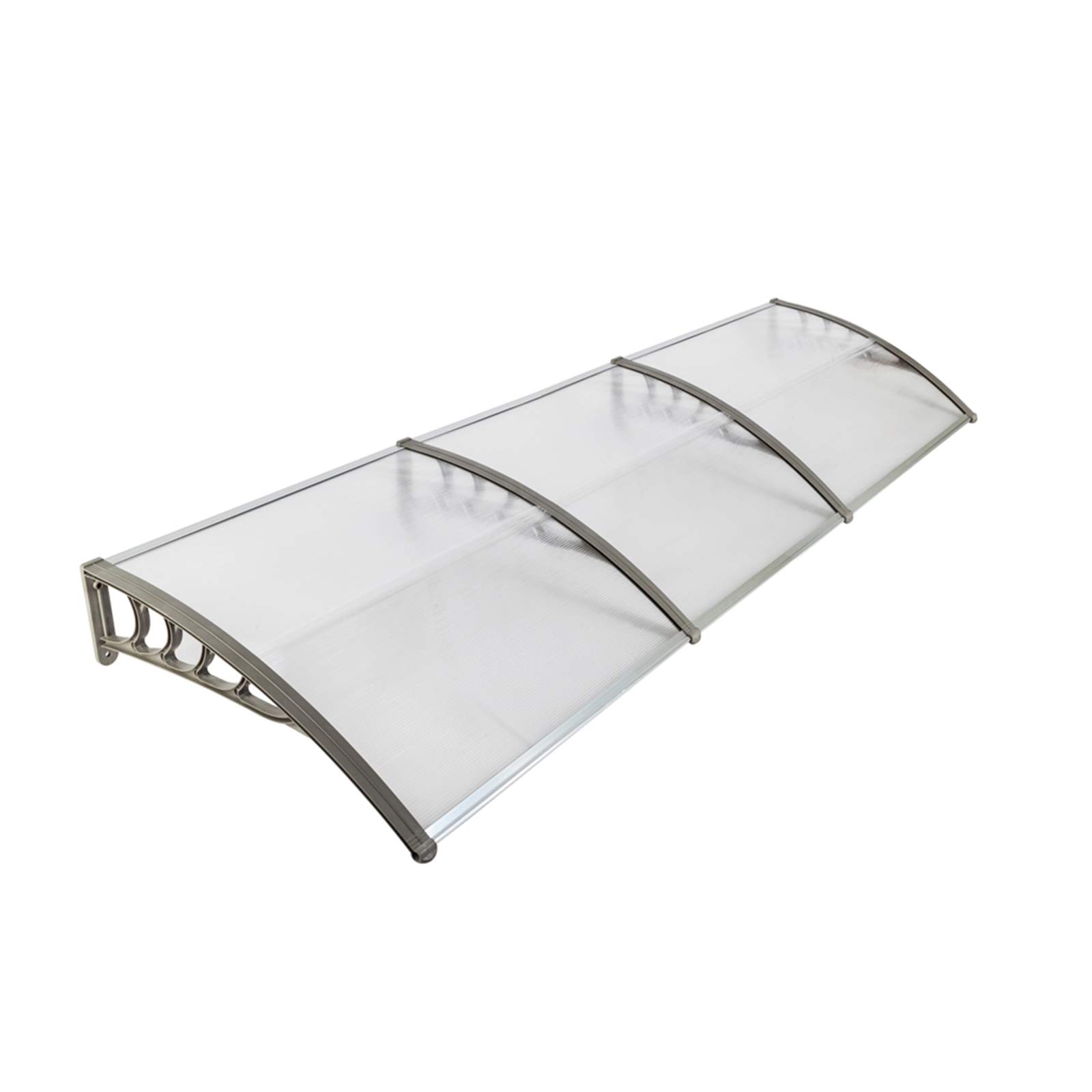 Waterproof Clear Window Awning with Gray Holder - Outdoor Patio Cover for Rain & Snow Protection - Perfect for Doors, Windows, and Balconies