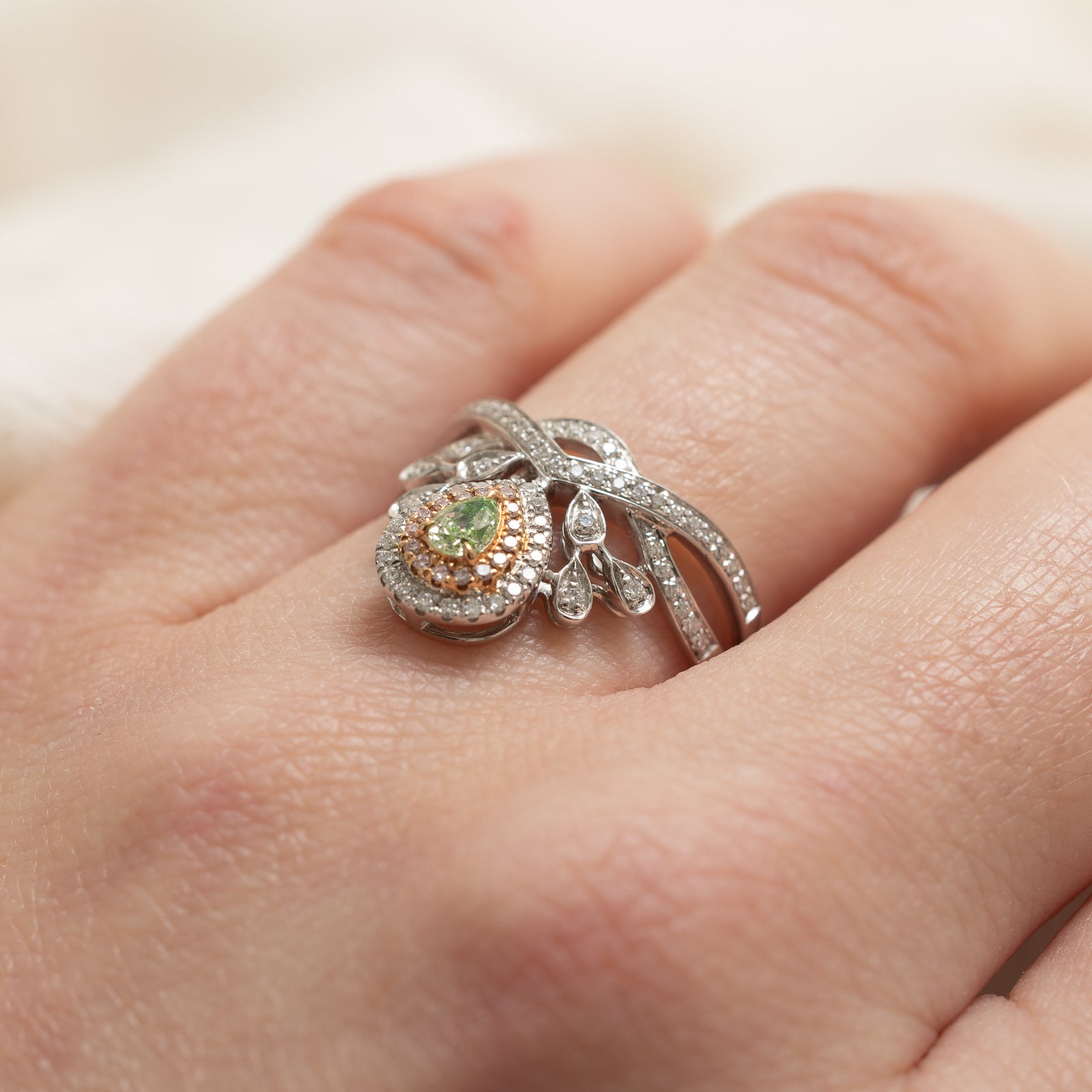 Exquisite Fancy Color Diamond Chevron Ring | 0.18ct Center Stone | 0.45ctw Total Weight | 0.243ctw Side Stones | Size 6 | Perfect for Engagement, Anniversary & Special Occasion Gifts