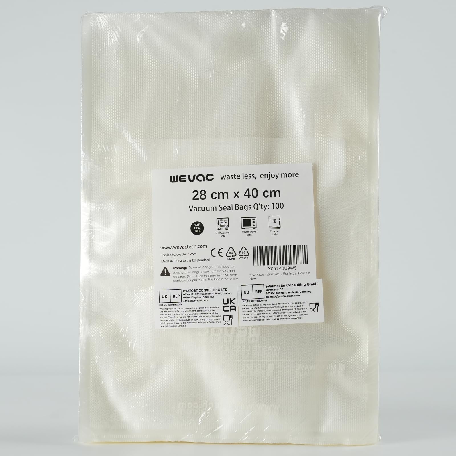 Premium Wevac Vacuum Sealer Bags - 100 Count, 11x16 Inch Gallon Size | BPA Free Heavy Duty Commercial Grade | Compatible with FoodSaver, Seal-a-Meal & Weston | Perfect for Food Storage, Meal Prep, Sous Vide Cooking & Long-Term Freezer Organization