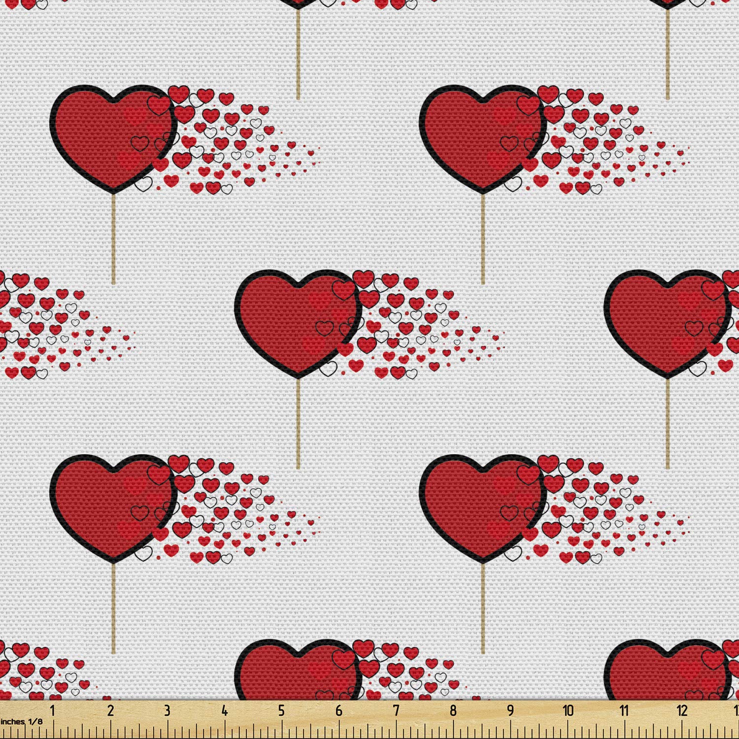 Ambesonne Valentine's Day Fabric by The Yard - Abstract Hearts & Lollipops Romantic Design for Upholstery, Home Decor, DIY Crafts (10 Yards, Vermilion Pearl) | Perfect for Valentine's Gifts, Throw Pillows, Table Runners & Bedding Projects