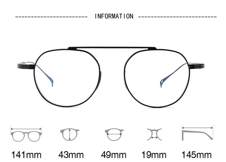 Stylish Unisex Black Titanium Square Frame Eyeglasses - Lightweight & Durable for Work, Reading & Fashion | Model 49503