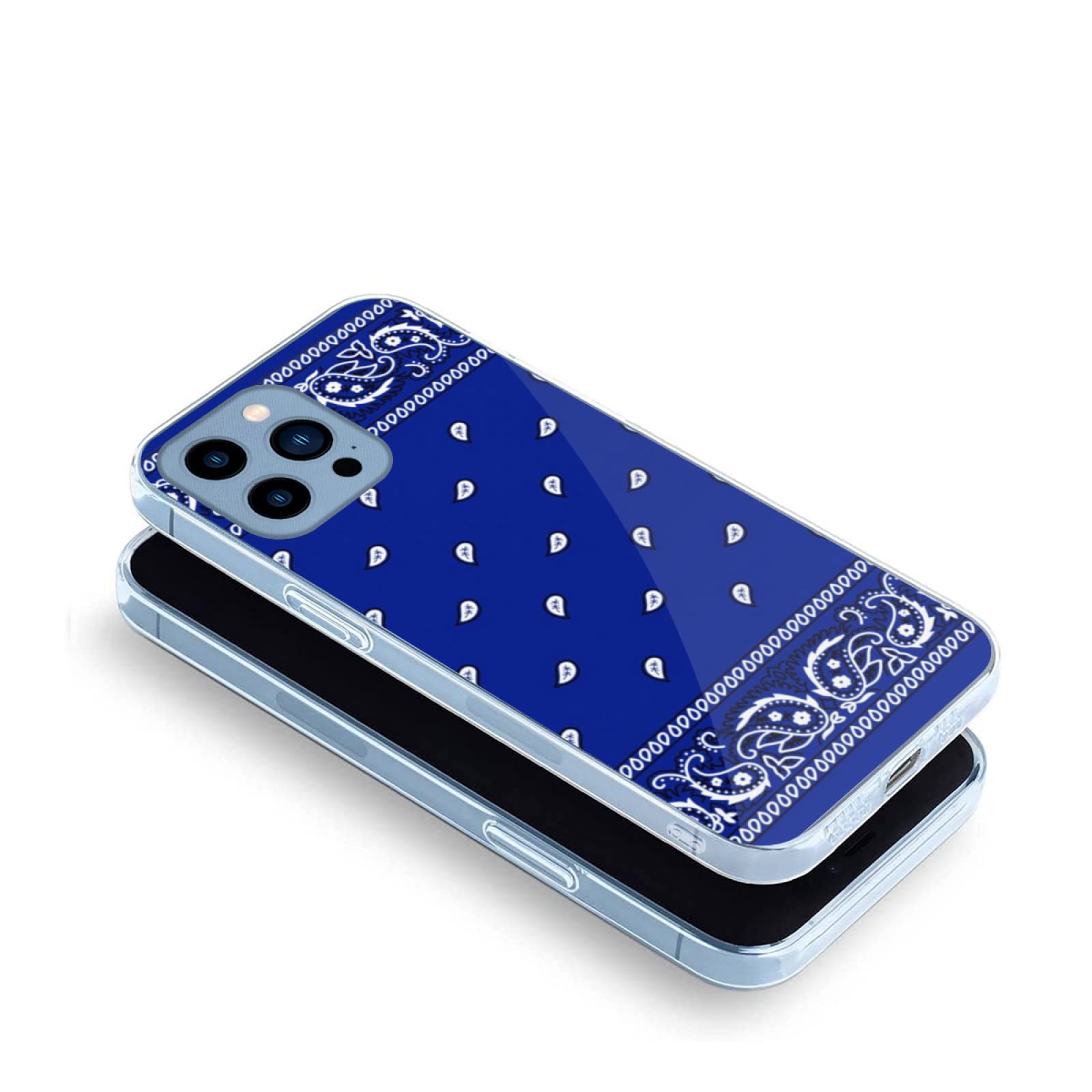 iPhone 13 Pro Max Clear Blue Waterproof Phone Case with Bandana Charm - Royal Accessories for Protection & Style | Perfect for Outdoor Activities, Travel & Everyday Use