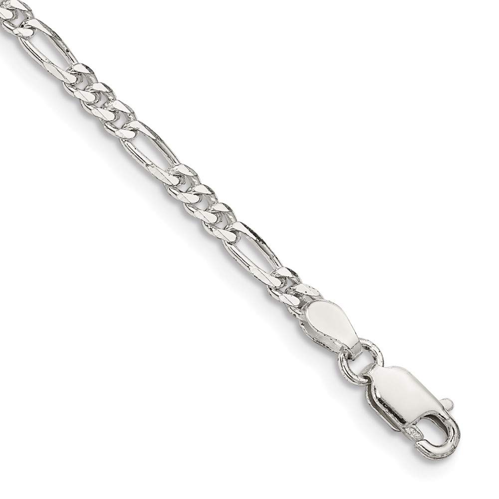 IceCarats 925 Sterling Silver 2.85mm Figaro Link Chain Anklet - Dainty Summer Beach Jewelry for Women, Perfect for Vacation, Pool Party & Boho Style Outfits