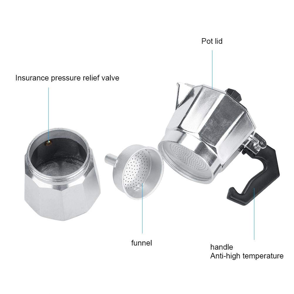 Classic Aluminum Moka Pot Espresso Maker - 2-Cup (100ml) Stovetop Coffee Brewing for Home & Office - Perfect for Espresso, Latte & Cappuccino