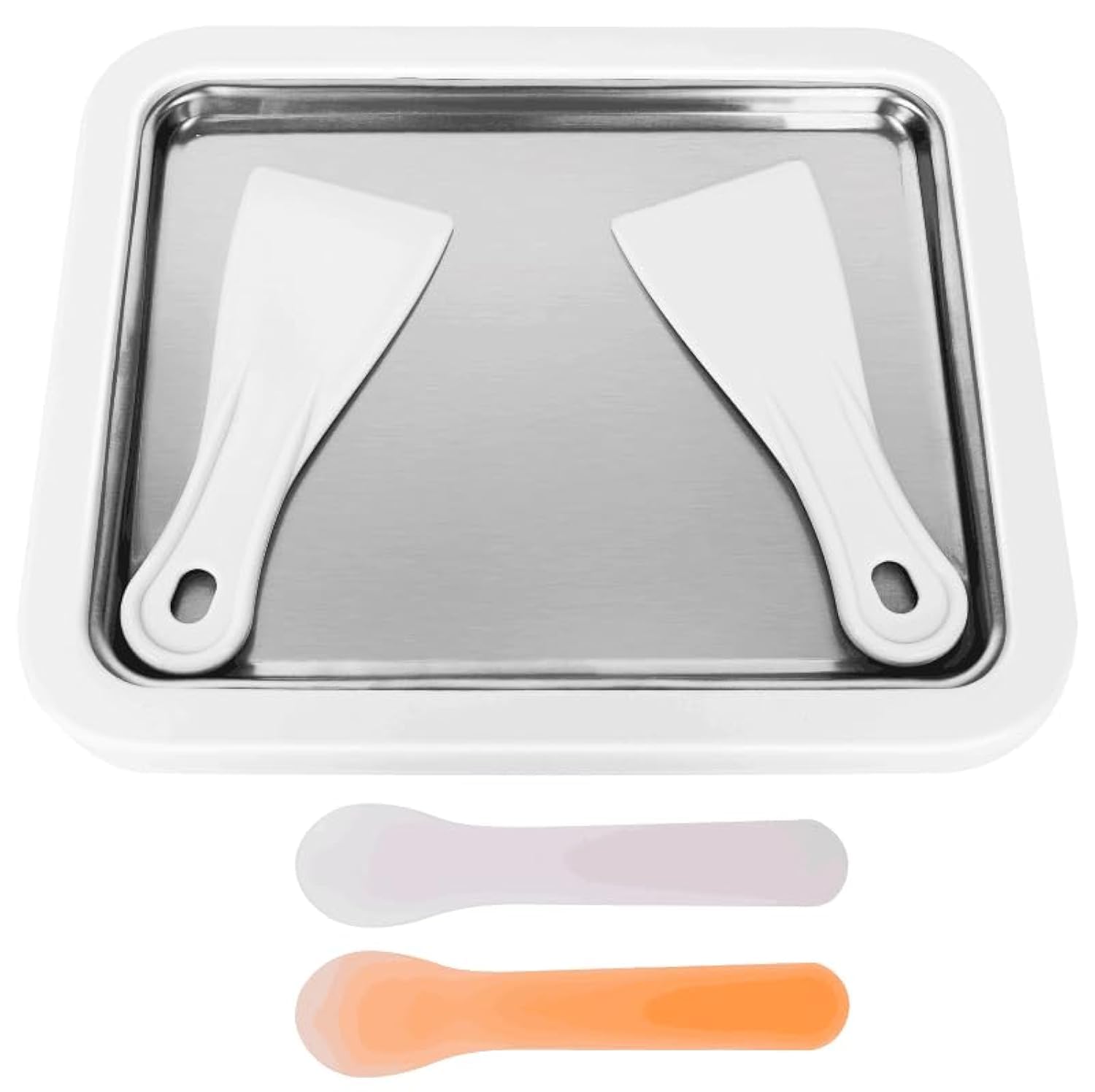 Rolled Ice Cream Maker Kit with Pan & Spatulas - Professional Frozen Yogurt, Gelato, Sorbet Machine for Soft Serve, Slushy, Granita - Includes Color Changing Spoons | Perfect for Home Dessert Making, Party Treats & Ice Cream Shop Business