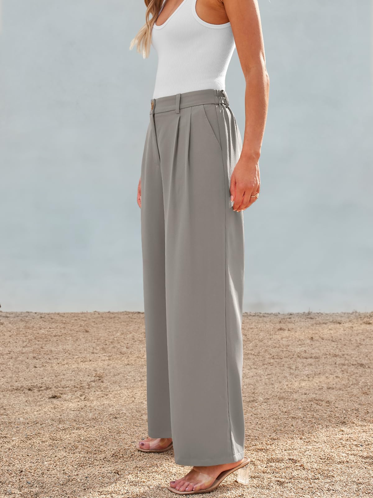 AUTOMET Women's High Waisted Wide Leg Dress Pants - Loose Fit Business Casual Work Trousers with Pockets for Office & Travel (2025 Collection)