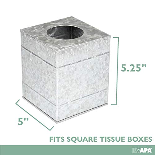 Rustic Galvanized Metal Tissue Box Cover - Square Decorative Holder for Home & Office | Perfect for Living Room, Bedroom, Bathroom, and Kitchen Organization