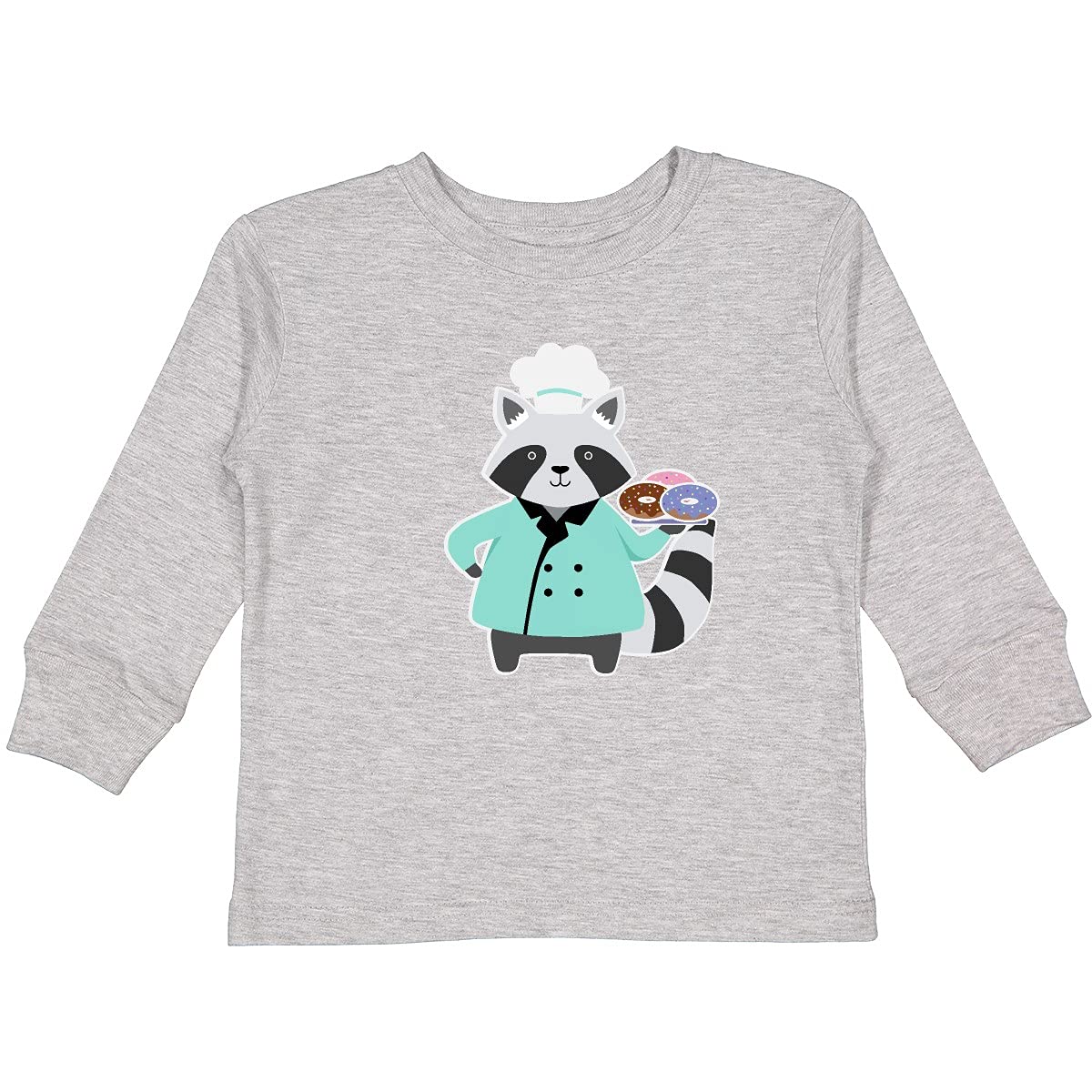 Inktastic Chef Raccoon Donut Cook Toddler Long Sleeve T-Shirt - Cute Animal Graphic Tee for Boys & Girls - Perfect for Cooking Classes, Birthday Parties & Playdates