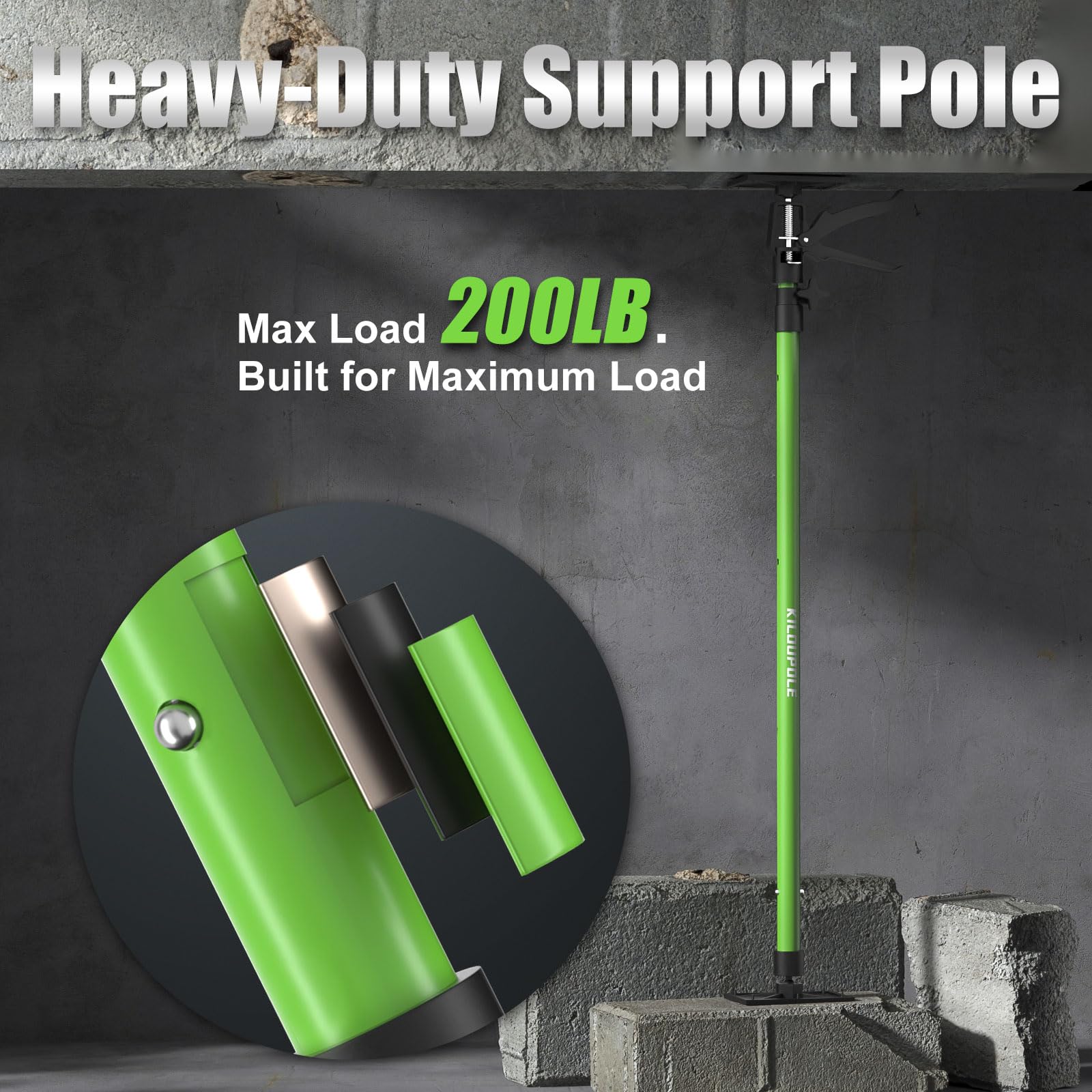 Heavy Duty Steel Telescopic Cabinet Jack Support Pole - 45.3 to 114.2 Inches Adjustable Quick Support Rod - 132 LB Capacity Drywall Jack & Cargo Bars (2-Pack) - Perfect for Home Renovation, Construction Support, and Vehicle Cargo Securing