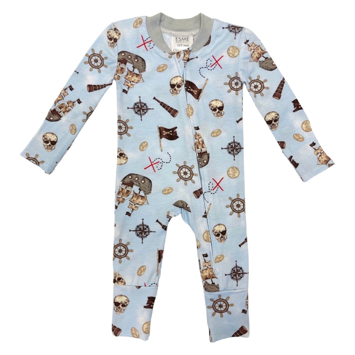 Pirate-Themed Zip-Up Footie Pajamas for Kids - Soft & Cozy Sleepwear for Boys & Girls - Perfect for Halloween, Costume Parties & Bedtime Adventures