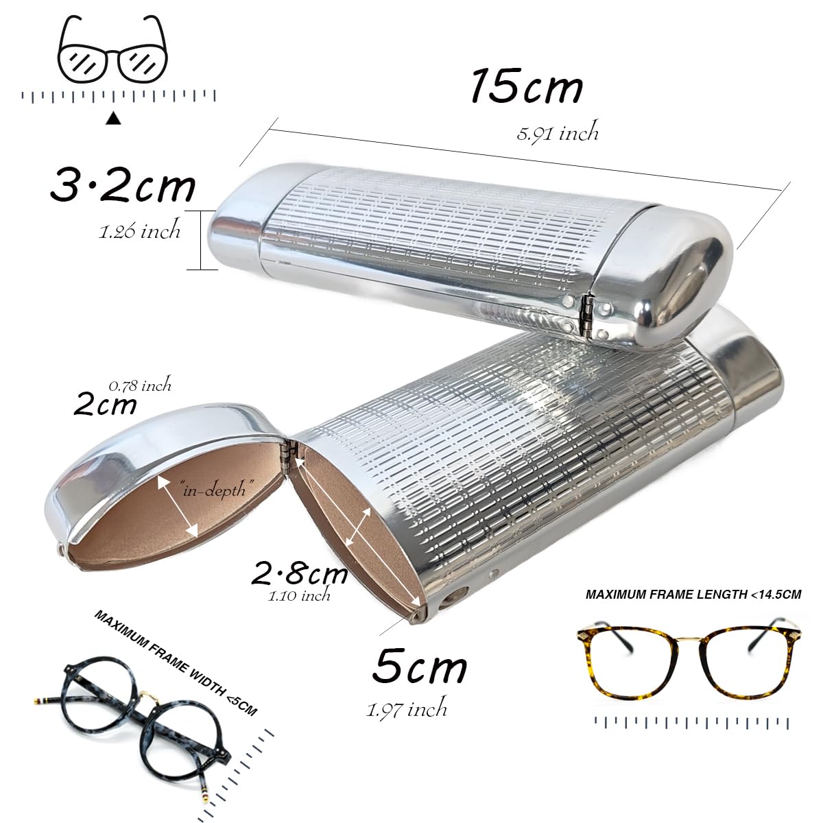 Premium Aluminum Sunglasses Case - Hard Shell Protective Eyeglass Holder with Soft Lining | Travel, Outdoor, Sports & Daily Use Storage for Glasses