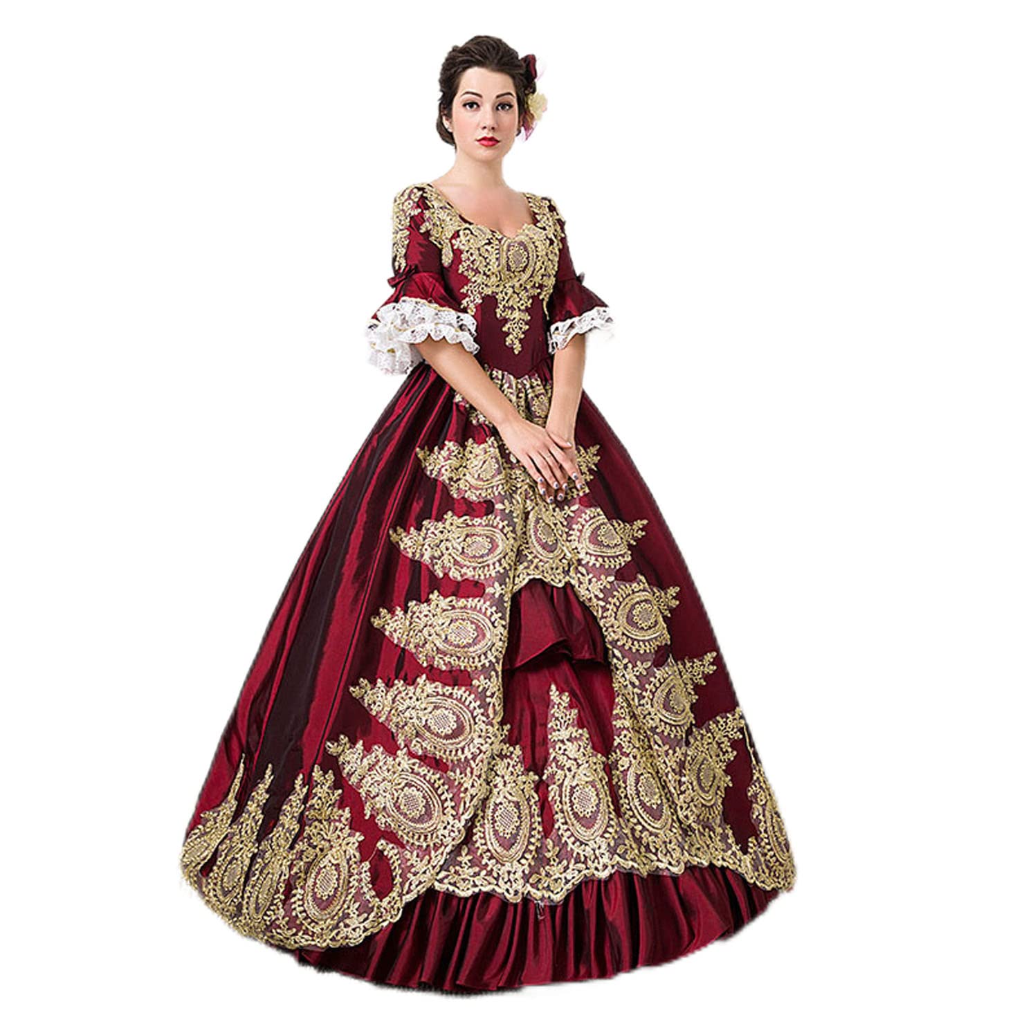 Victorian Renaissance Queen Dress for Women - Elegant Long Party Costume & Rococo Masquerade Ball Gown | Perfect for Cosplay, Halloween, Themed Parties & Historical Reenactments