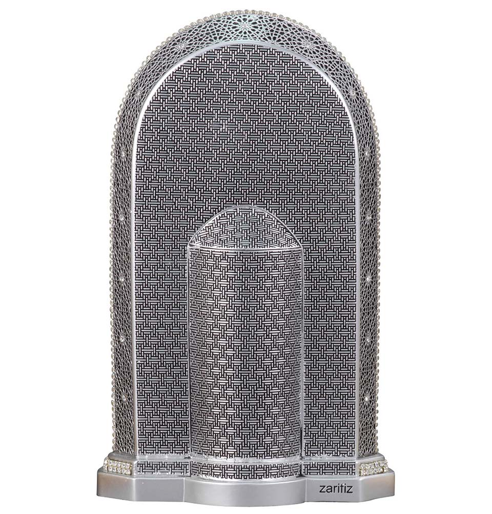 Islamic Table Decor Clock - Ayatul Kursi Mihrab Design in Silver 331 4G | Perfect for Home, Mosque & Gift Giving | Quranic Verse Wall Art for Muslim Prayer Space