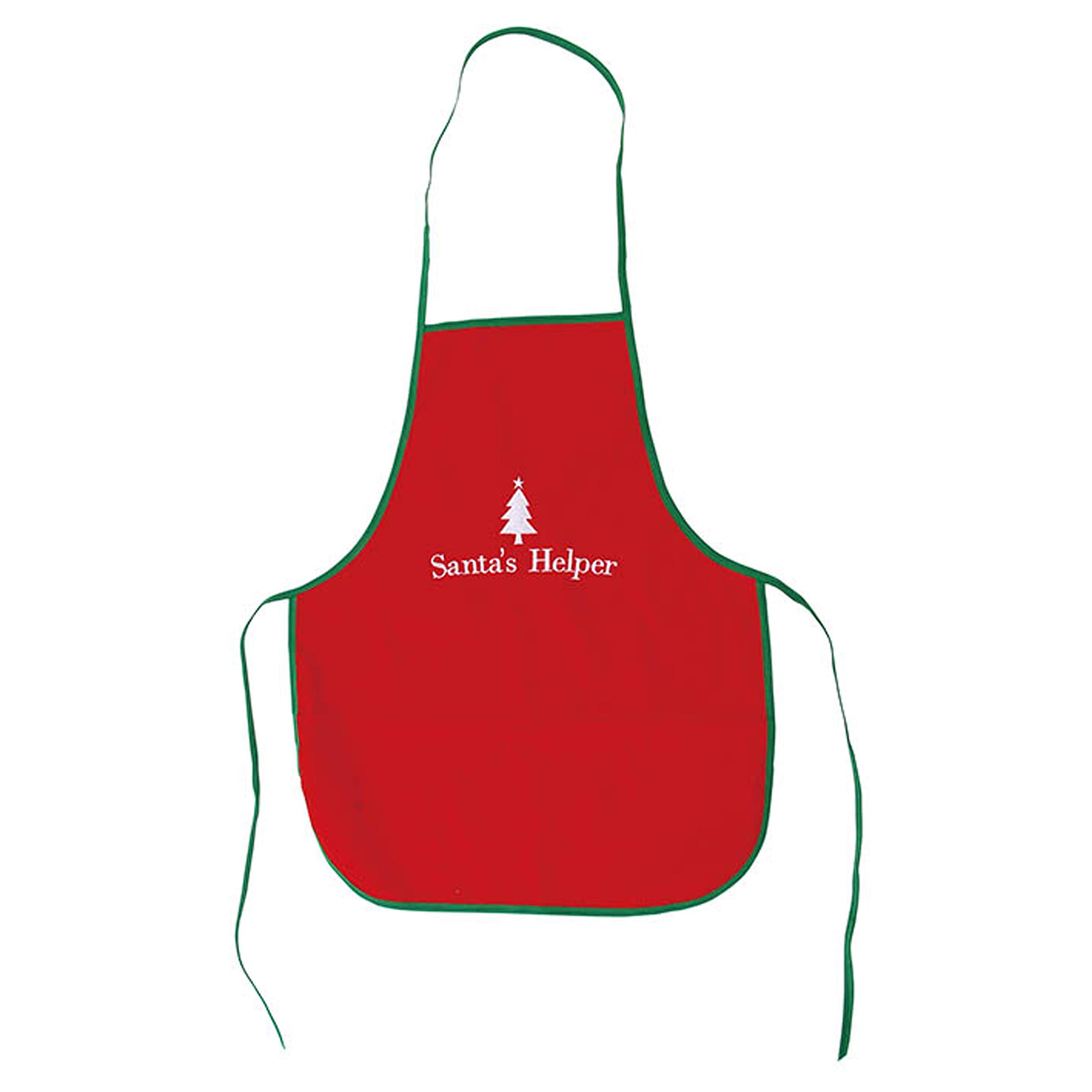 FLOMO Kids Christmas Santa Claus Apron - Red Festive Holiday Baking Apron for Children, Perfect for Christmas Cooking, Baking, and Holiday Party Activities