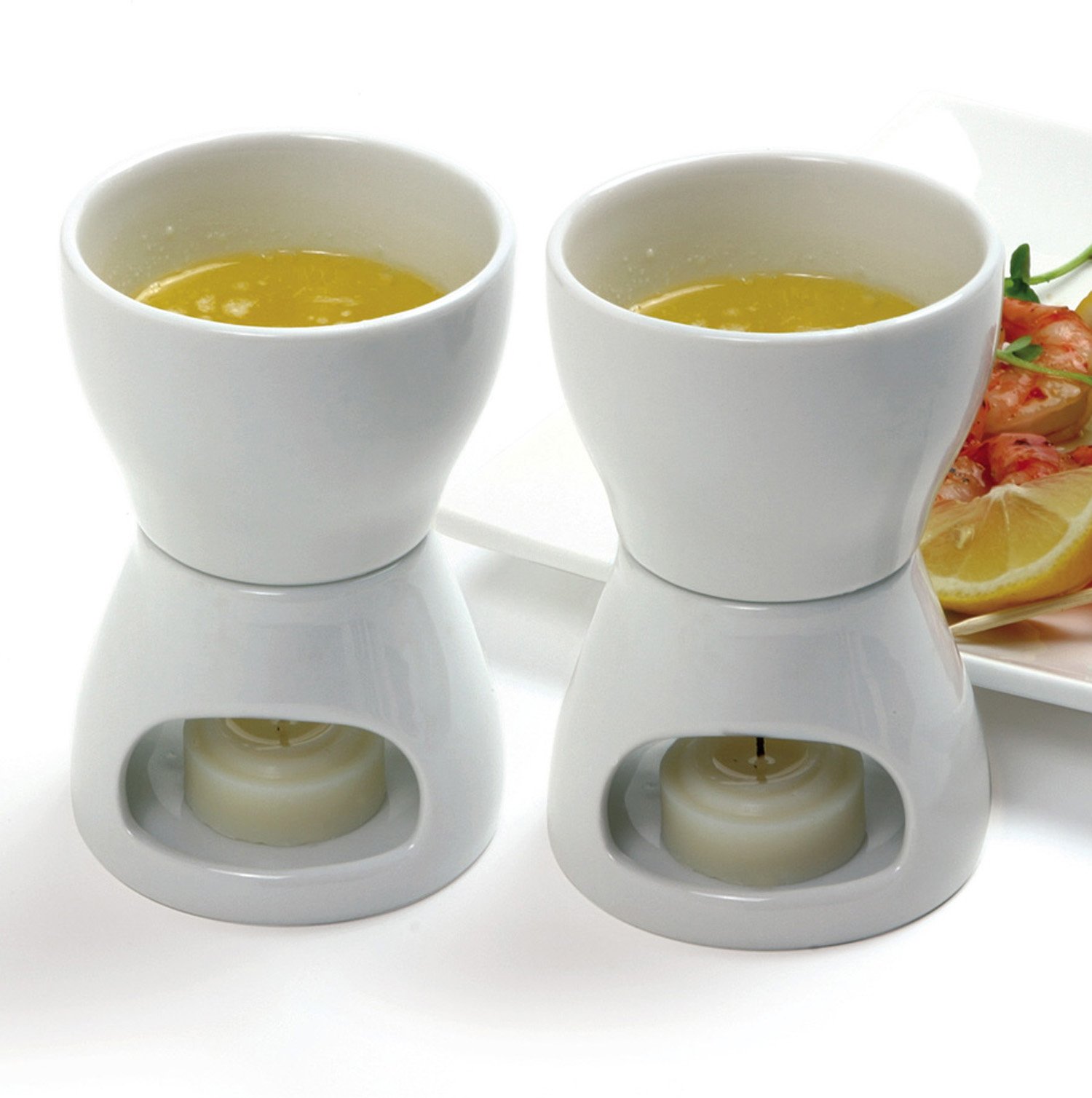 Norpro 213 Porcelain Butter Warmer Set - 2-Piece Stainless Steel & Ceramic Butter Melting Pot for Cooking, Baking & Fondue - Perfect for Kitchens, Restaurants & Gift Giving