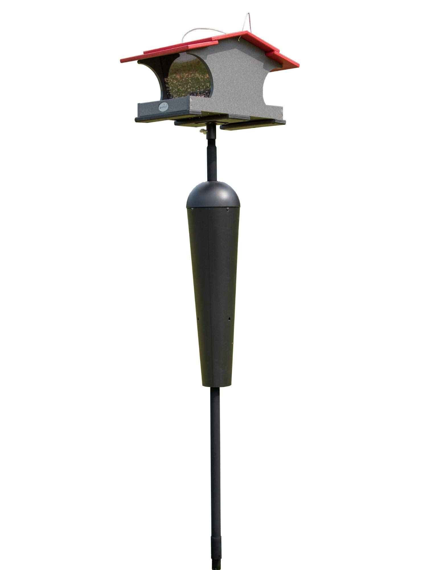 JCs Wildlife Large Poly Hopper Bird Feeder - 2 Gallon Capacity, Cardinal Red/Gray - Attract Cardinals & Songbirds to Your Backyard Garden or Patio
