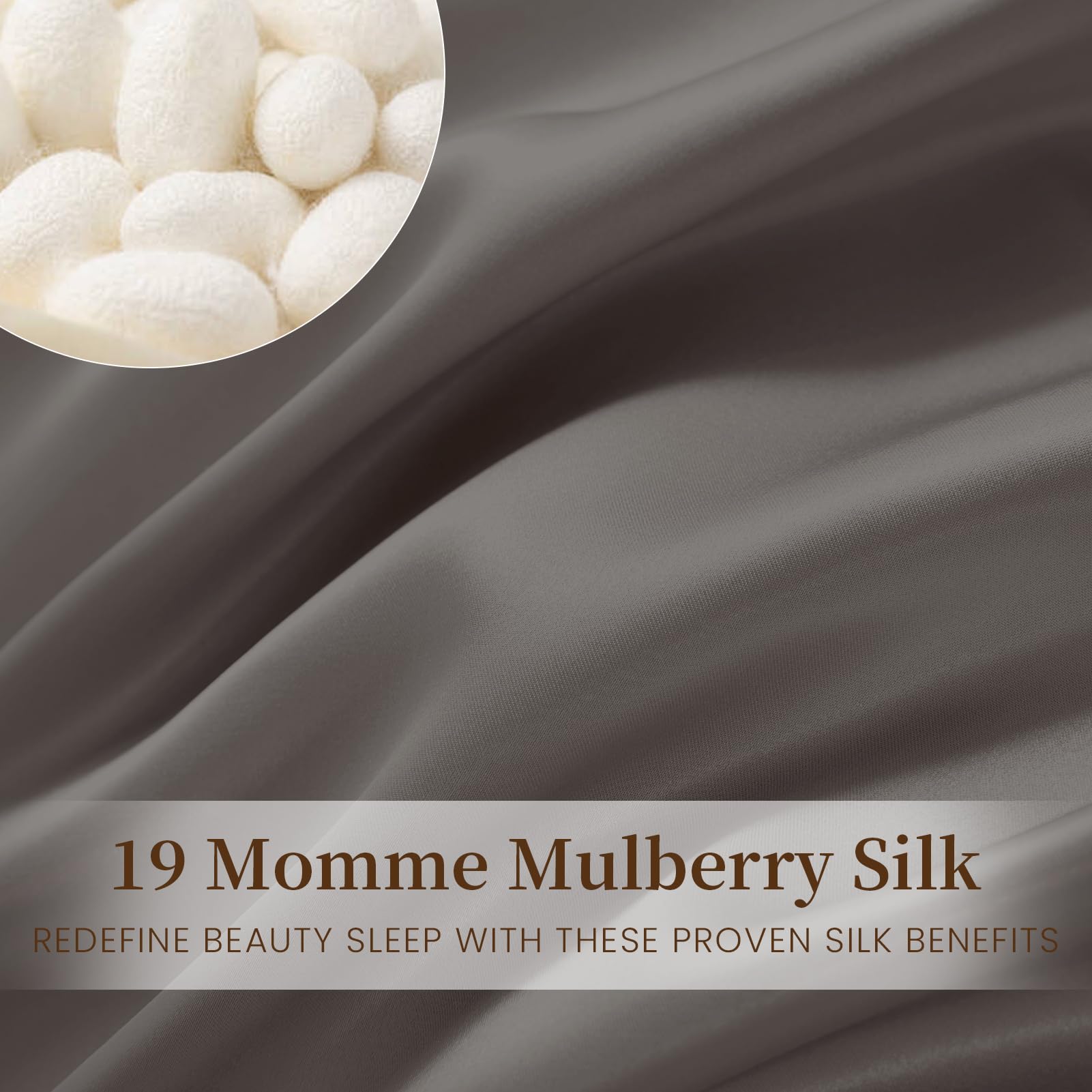 THXSILK 100% Natural Mulberry Silk Pillowcase for Hair & Skin Care - 19 Momme Luxury Silk Pillow Cover with Envelope Closure (King Size, Charcoal Grey) - Perfect for Anti-Frizz, Skin Hydration & Beauty Sleep