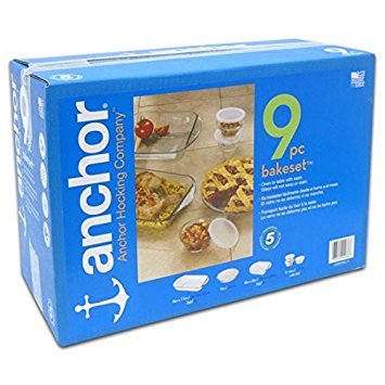 Anchor Hocking 9-Piece Glass Baking Set - Essential Bakeware for Cakes, Pies & Desserts - Perfect for Home Bakers & Holiday Cooking