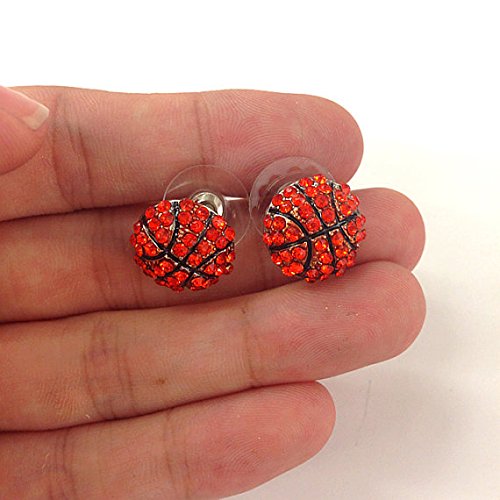 Sparkling Rhinestone Basketball Stud Earrings for Women - Perfect Sports Team Gift for Mom, Volleyball Players & Athletes - Trendy Fashion Jewelry for Games, Parties & Casual Wear