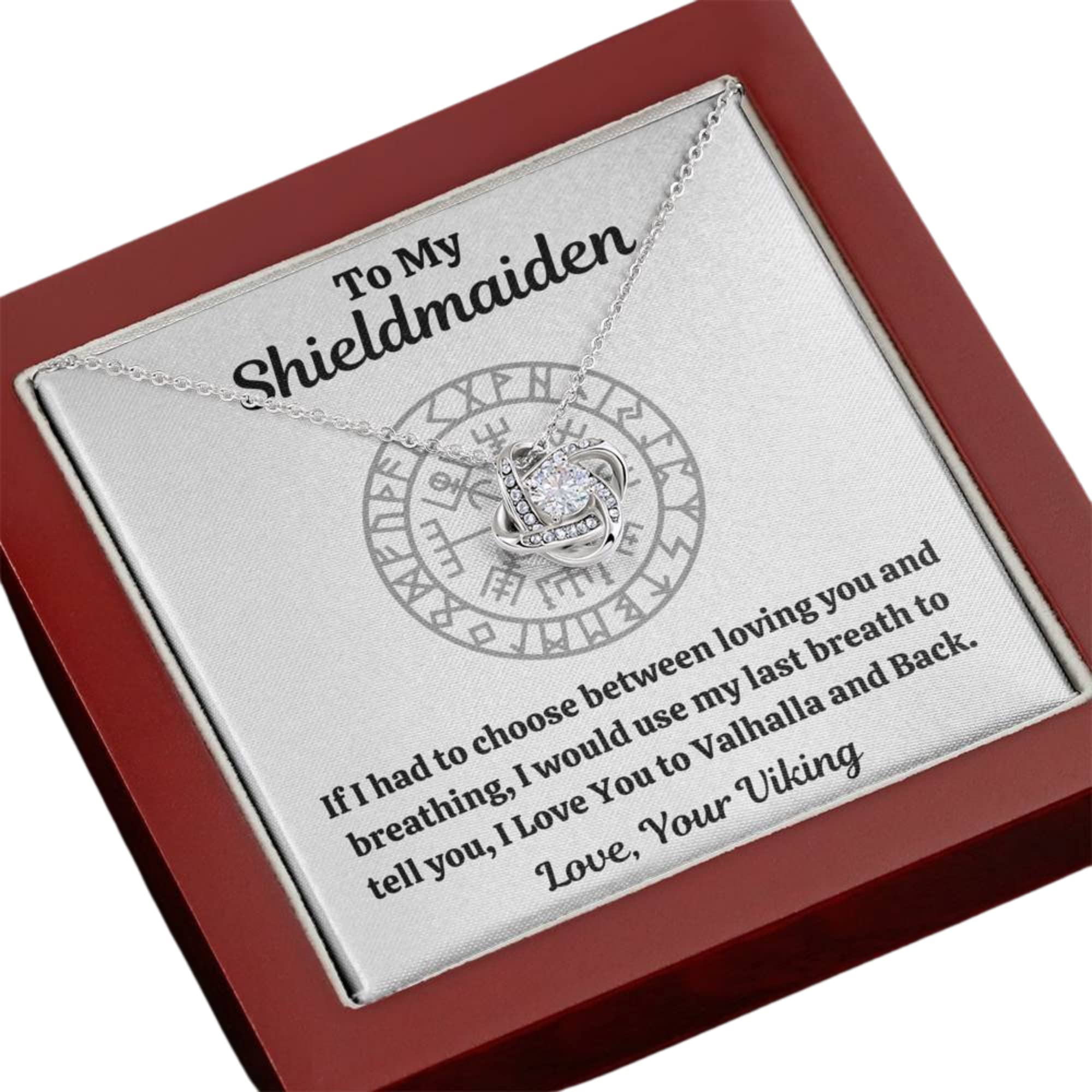 OC9 Viking Shieldmaiden Necklace for Women - Norse Jewelry Pendant with Message Card & Gift Box - Perfect for Birthdays, Anniversaries & Viking Lovers