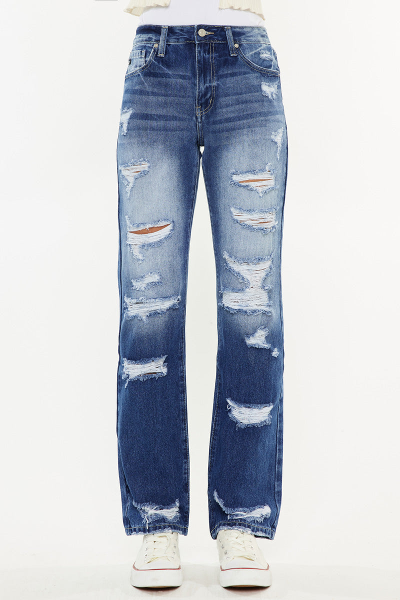 Ashland High Rise Slim Straight Leg Jeans for Women - Stretchy Denim Pants with Comfort Fit | Perfect for Casual Wear, Office & Date Nights